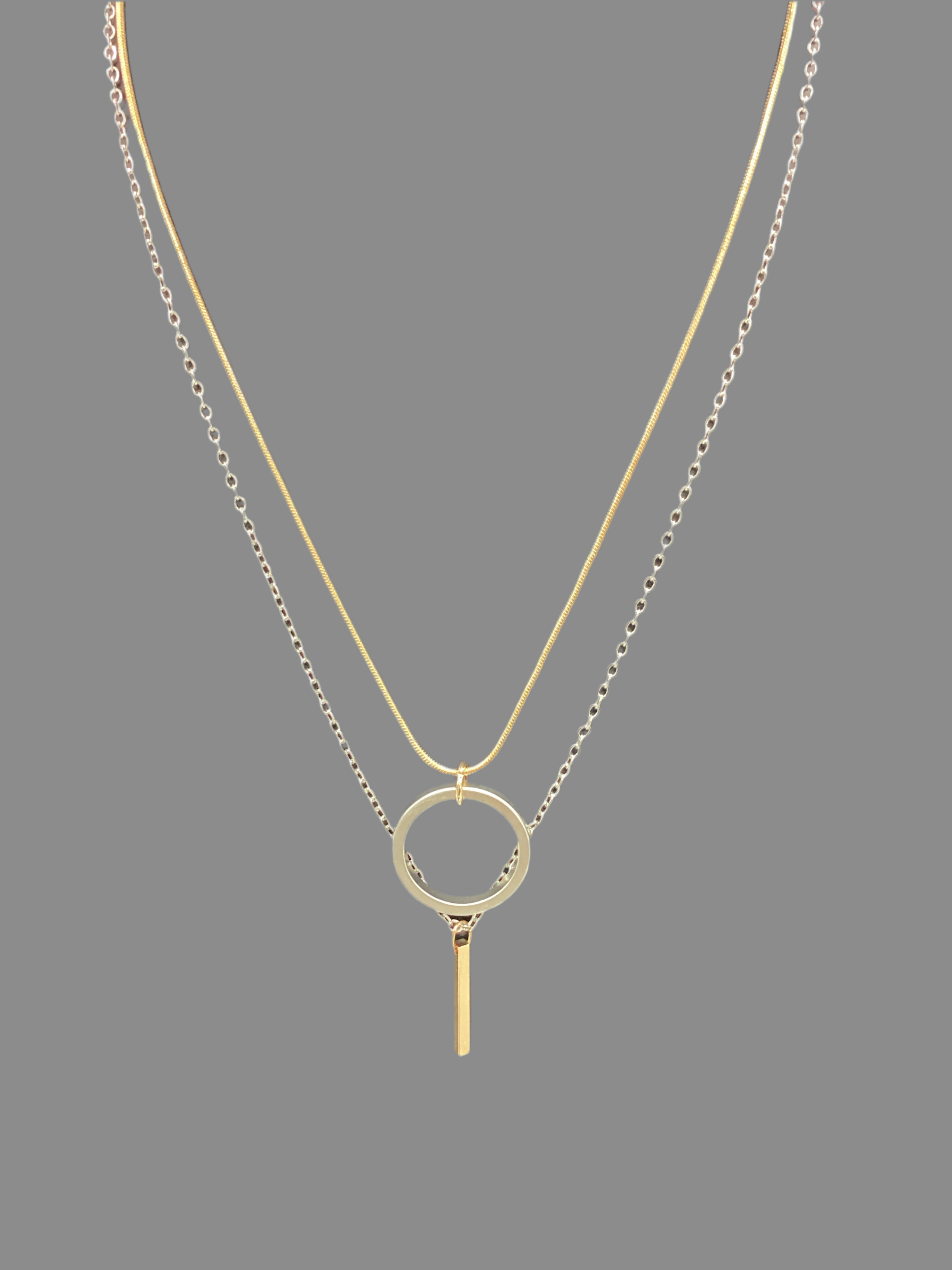 Mixed Metal Lariat Necklace