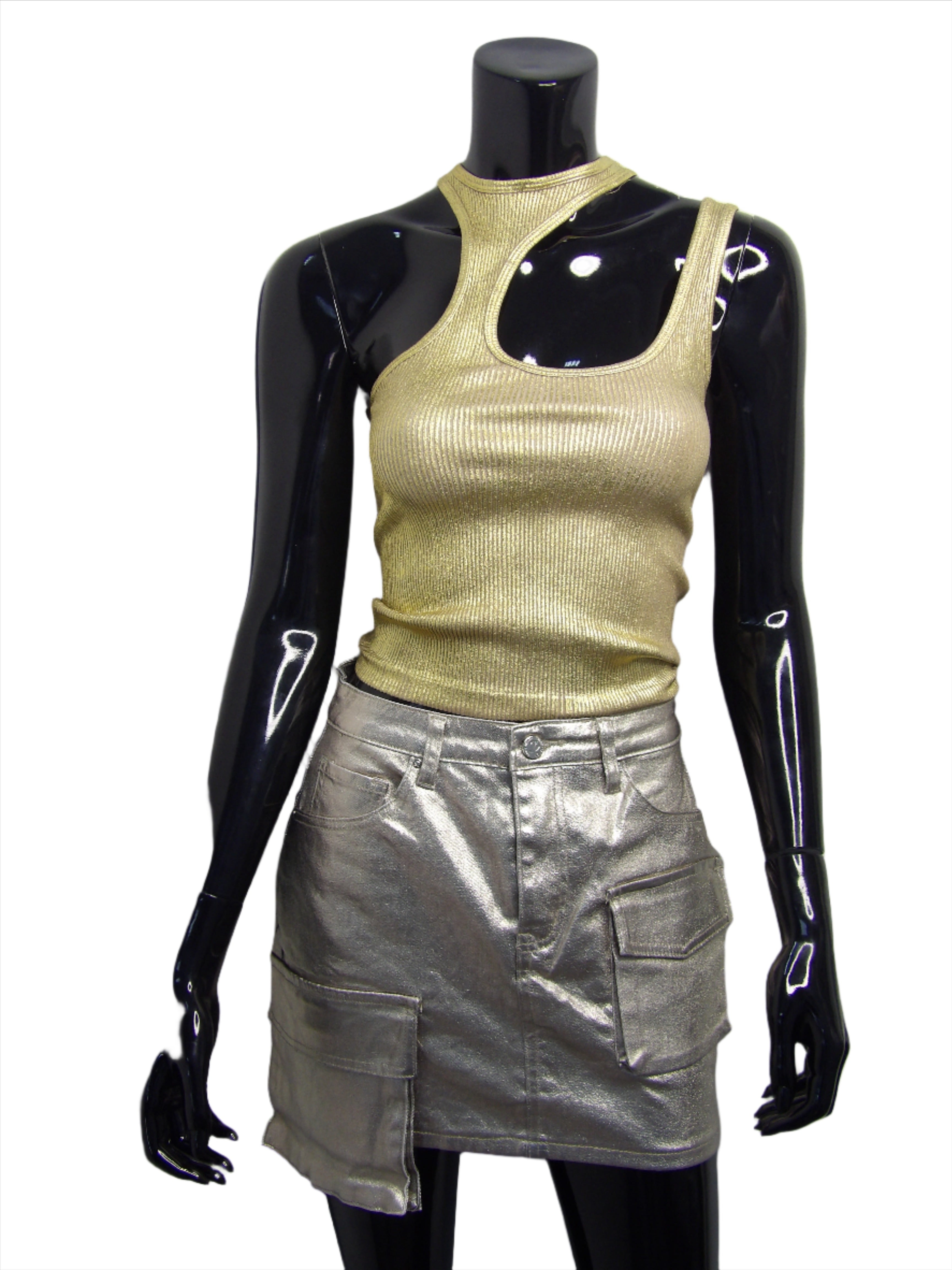 Metallic Short Cargo Skirt