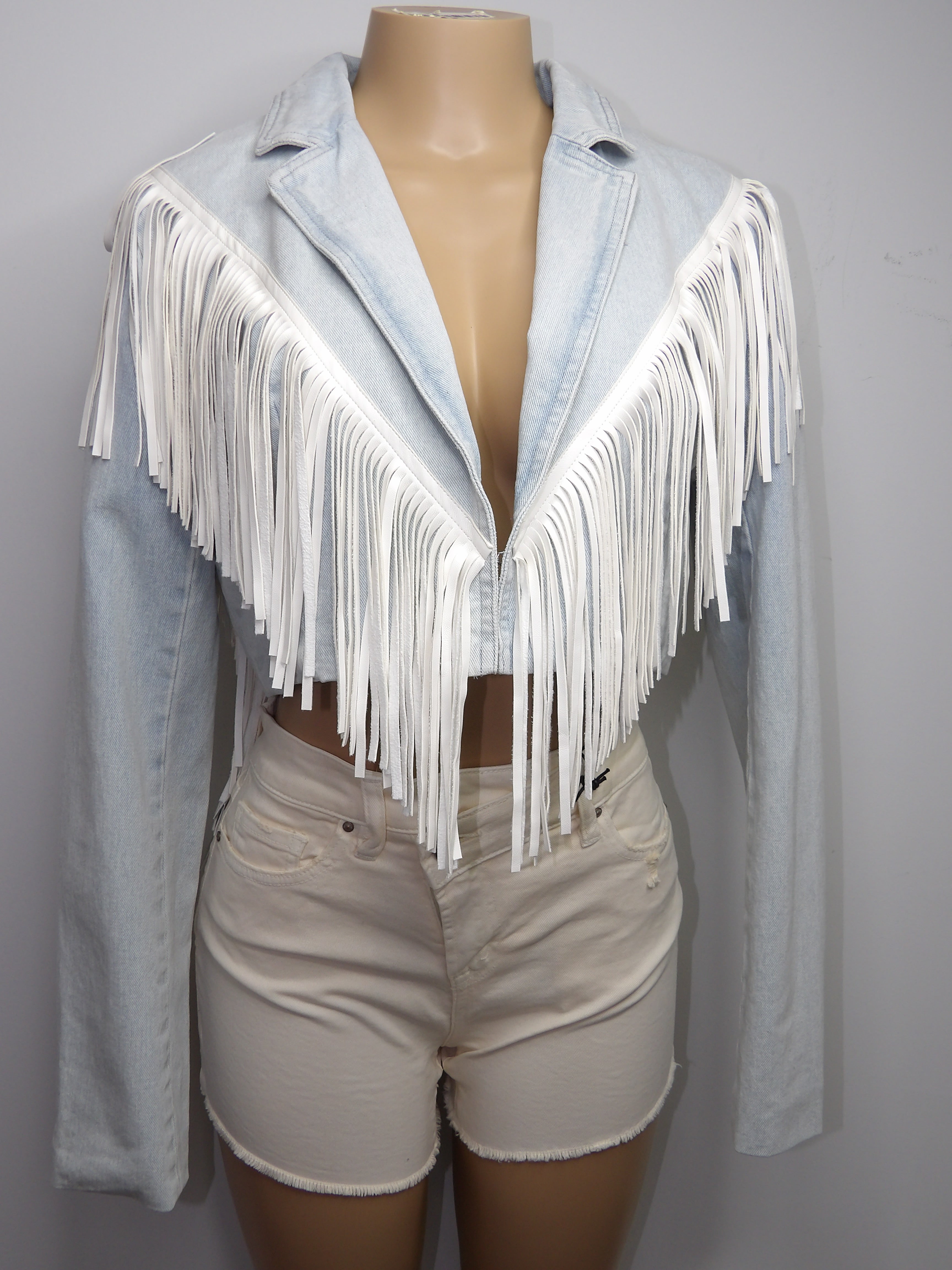 Fringe Crop Denim Jacket