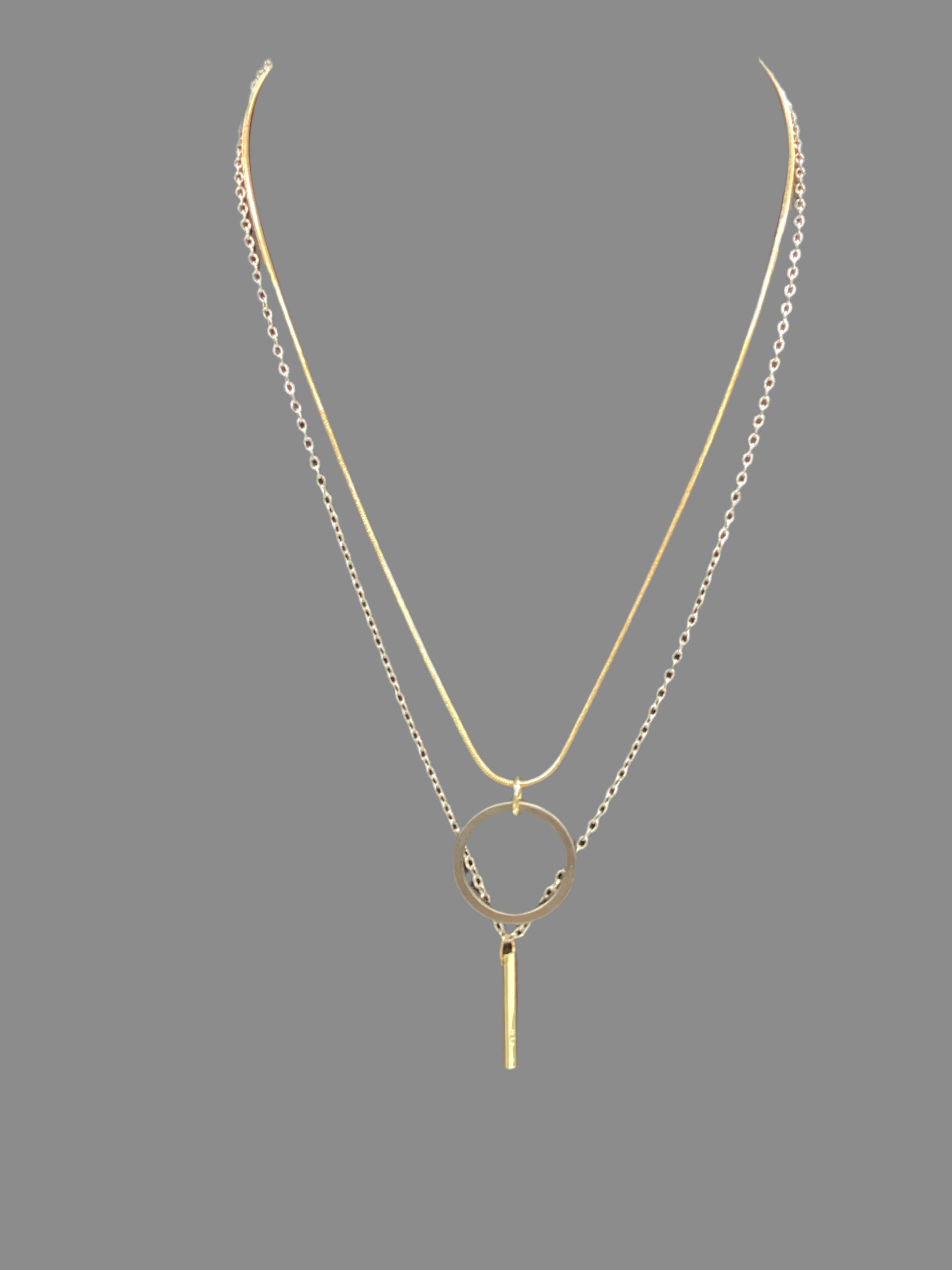 Mixed Metal Lariat Necklace