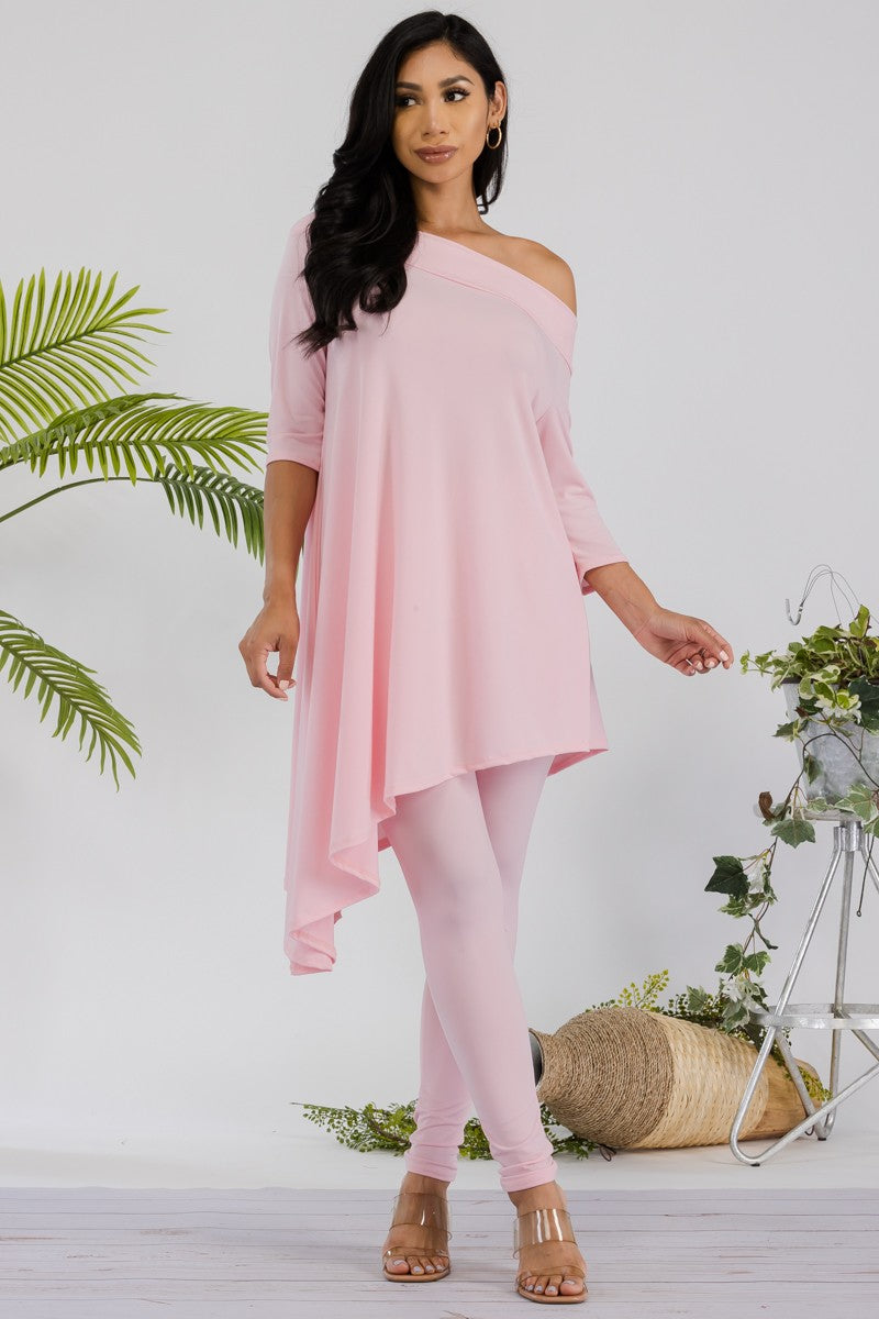 CURVY -  Off The Shoulder Top Legging Set - Closet Space