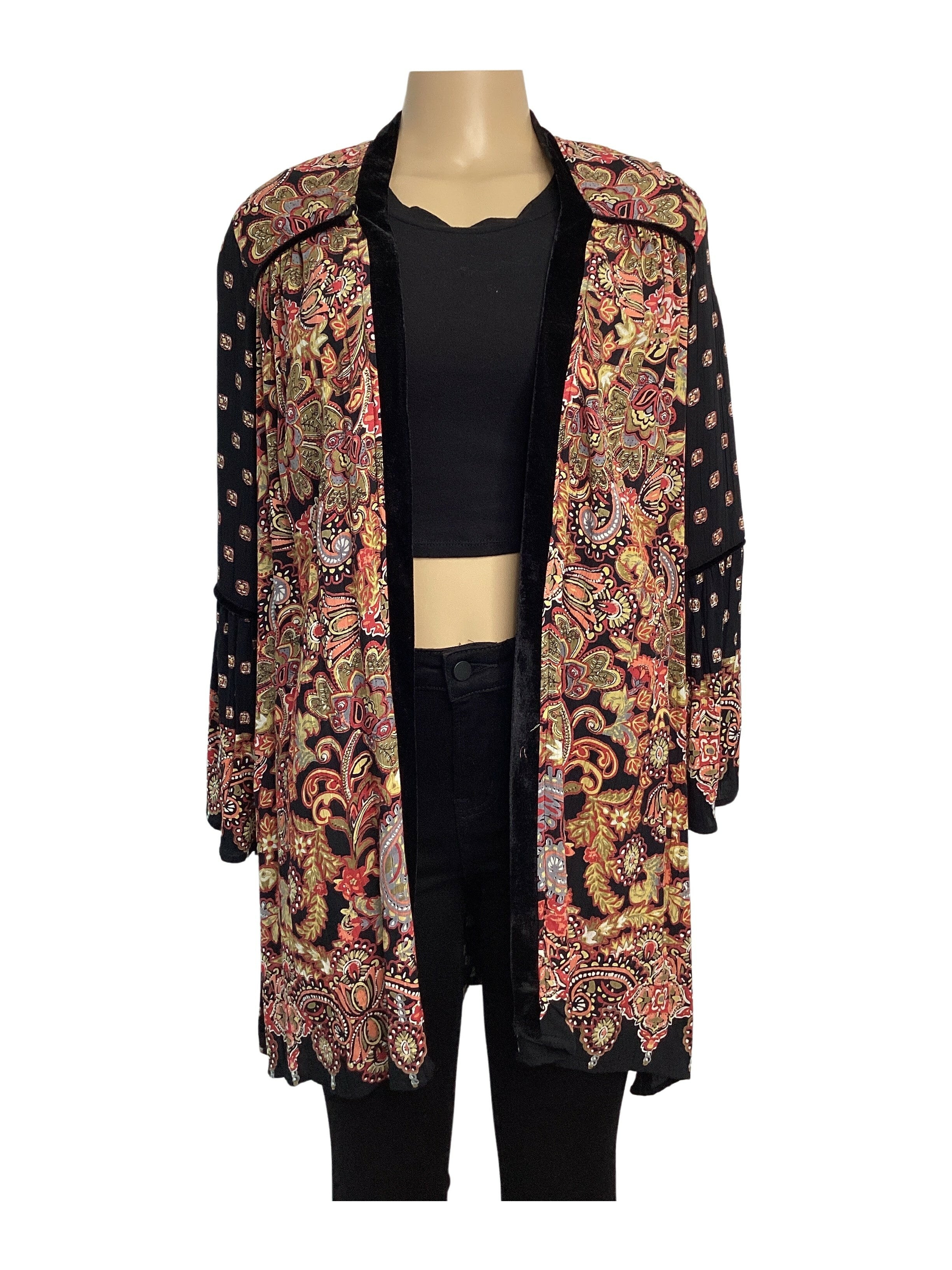 Boho Paisley Hippie Print Kimono Cardigan - Closet Space