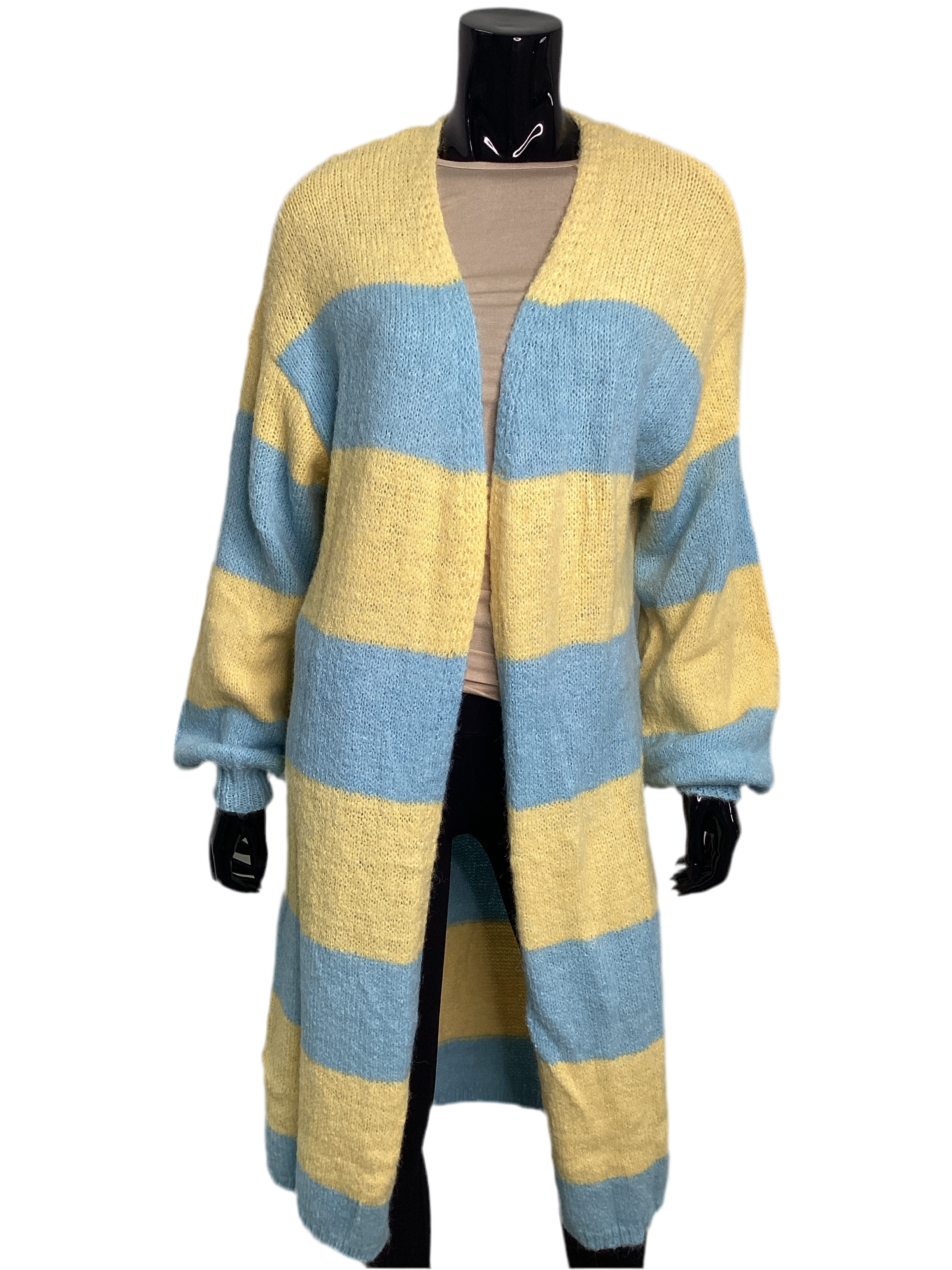 Cozy Long Open Striped Cardigan