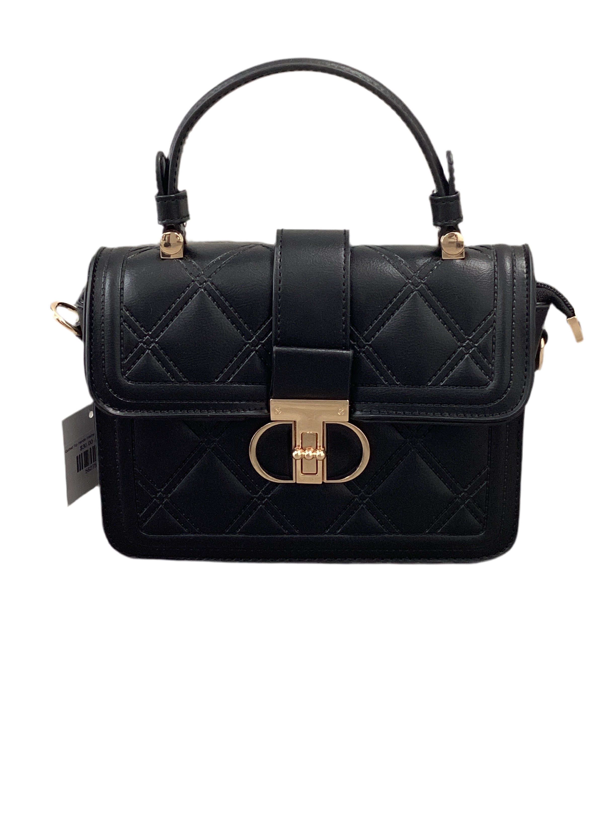 Quilted Top Handle Satchel with Turn Lock Closure