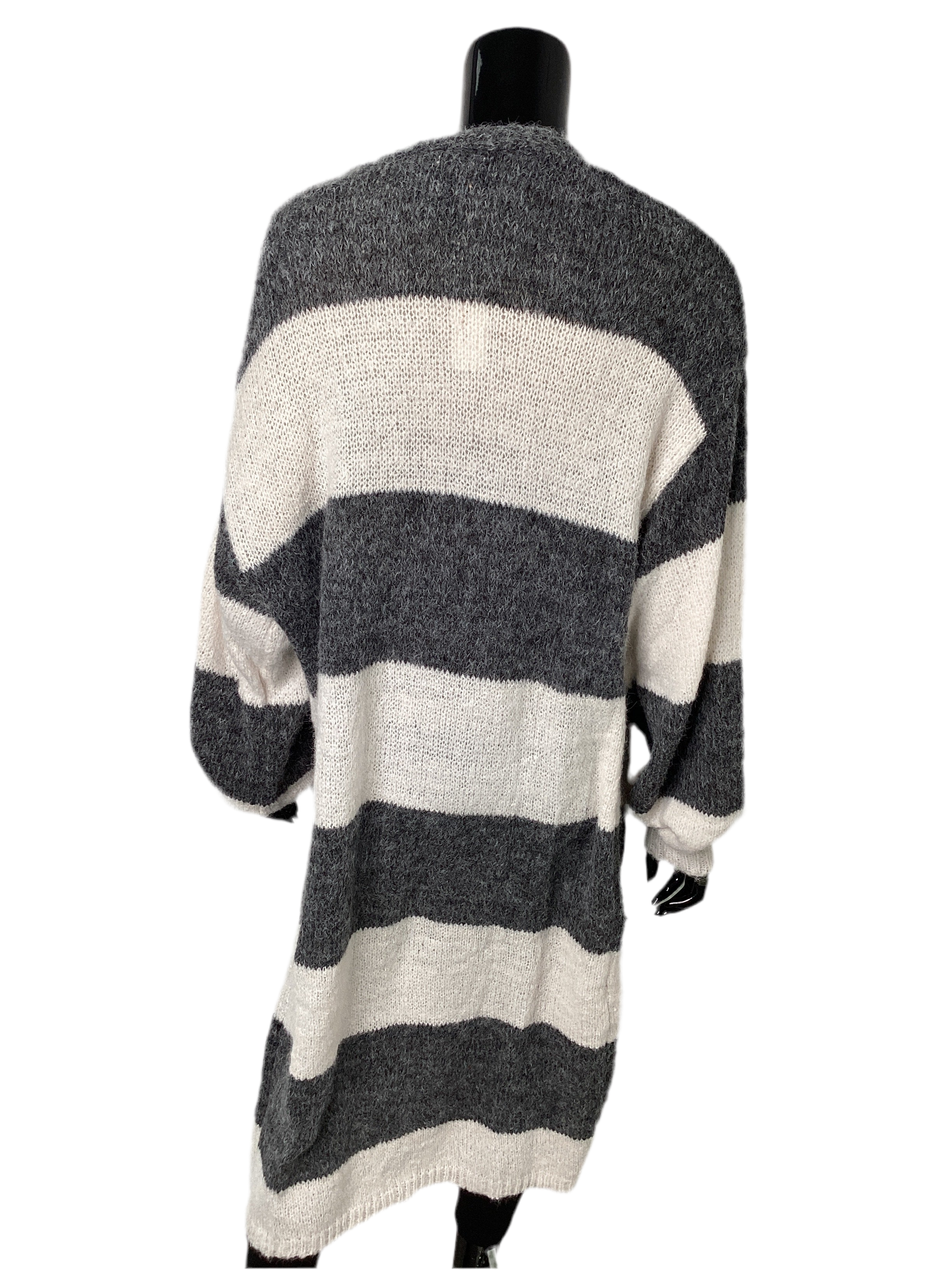 Cozy Long Open Striped Cardigan