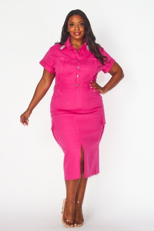 Curvy - Stretch Twill Denim Dress