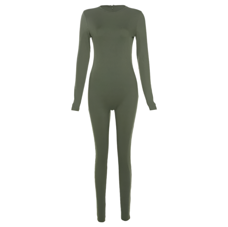 Ribbed Long Sleeve Bodycon Jumpsuit