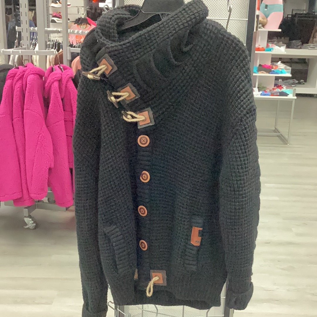 Cable Knit Cowl Neck Toggle Sweater - Closet Space