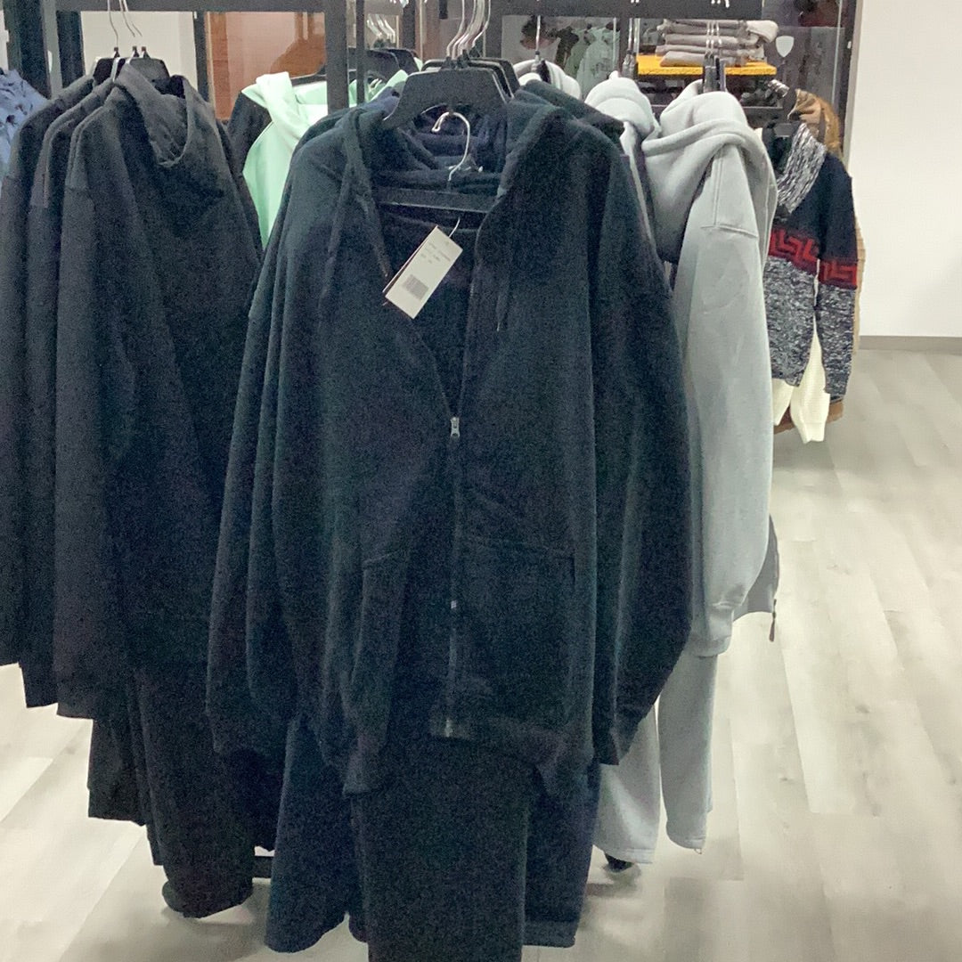 Kangaroo Pocket Zippered Jogger Set - Closet Space