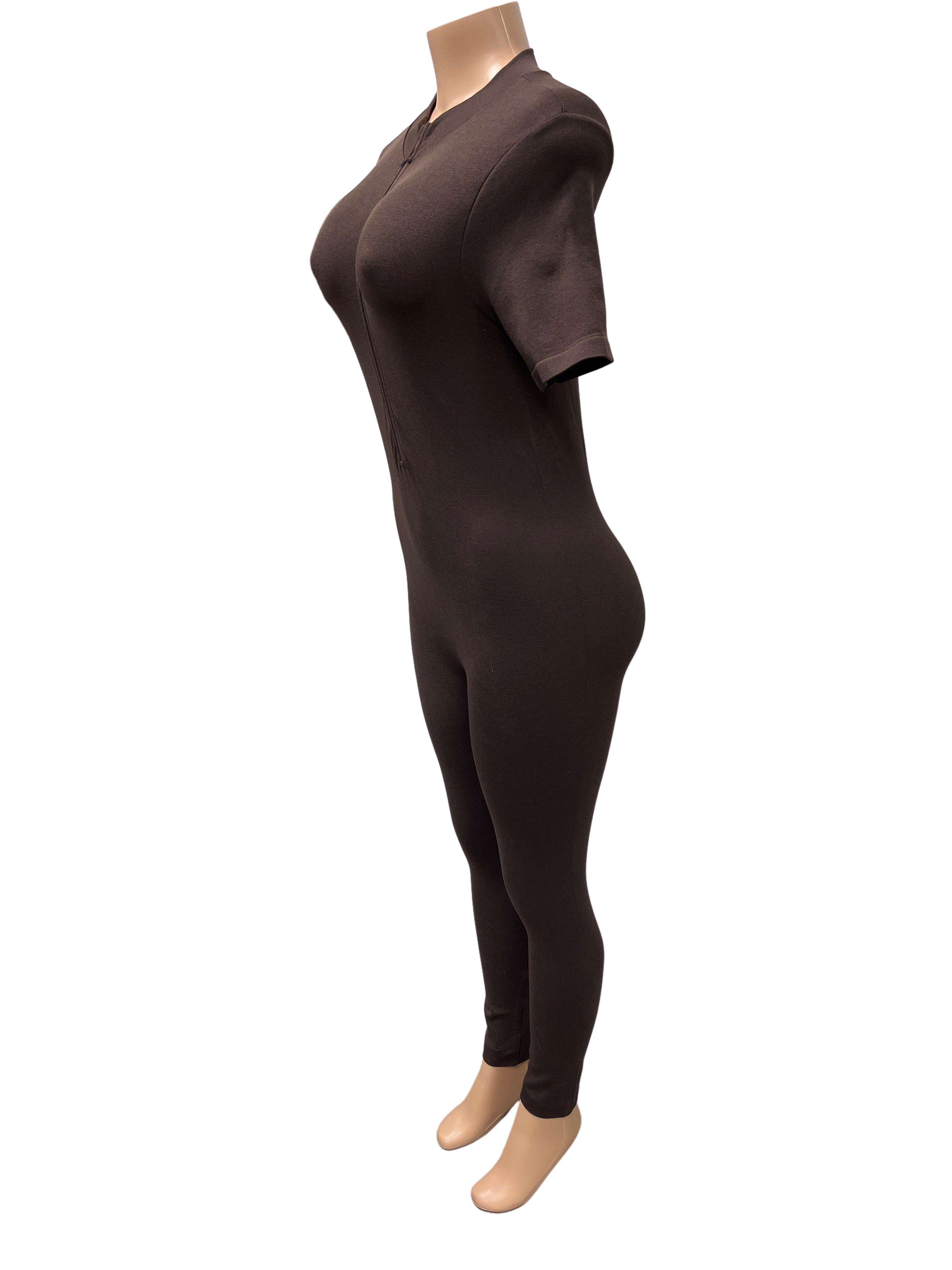 Seamless Front Zipper Mock Neck Jumpsuit - Closet Space