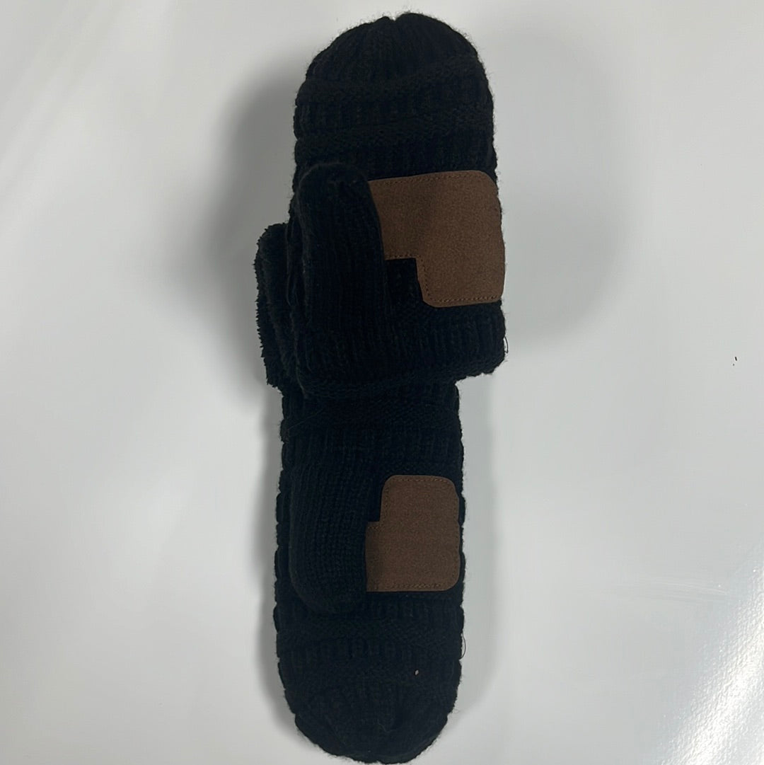 C.C. Cable Knit Fuzzy Lined Mittens - Closet Space