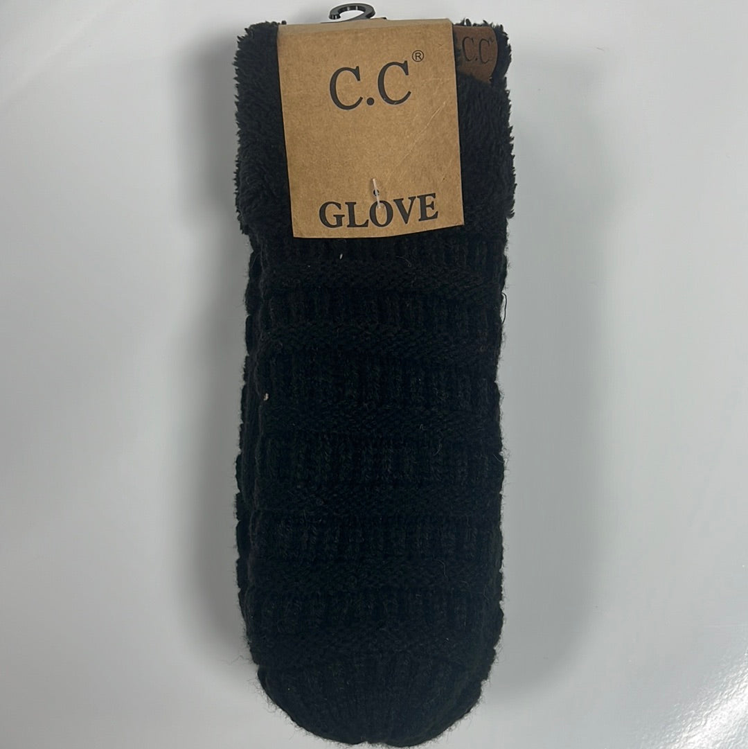 C.C. Cable Knit Fuzzy Lined Mittens - Closet Space