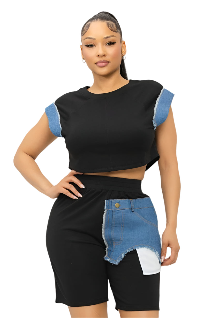 Color Block Short Set
