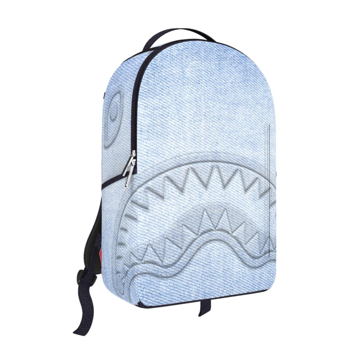 SPRAYGROUND - Shark Smash Logo Denim DLXS Embossed Backpack