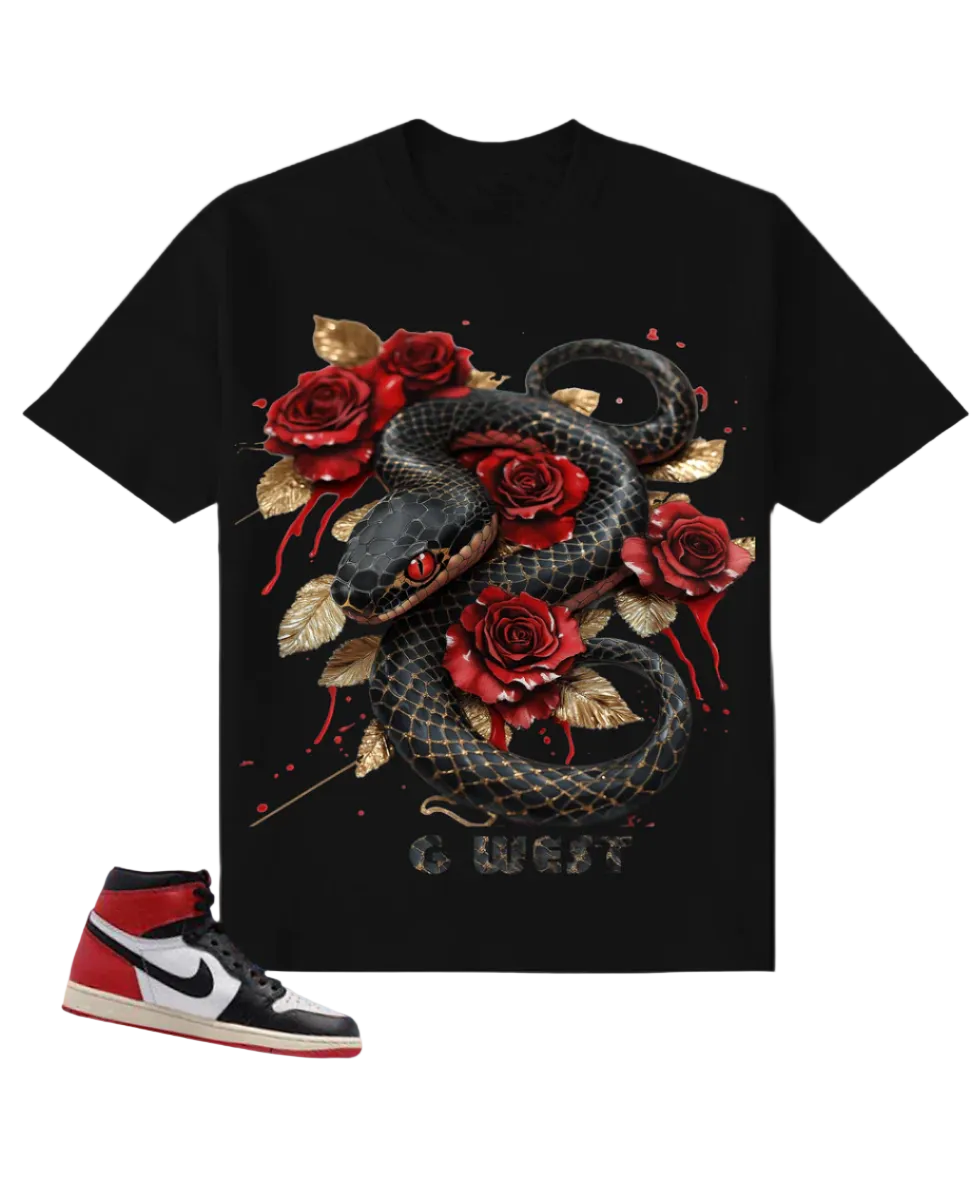 G WEST - Rhinestone Snake Tee