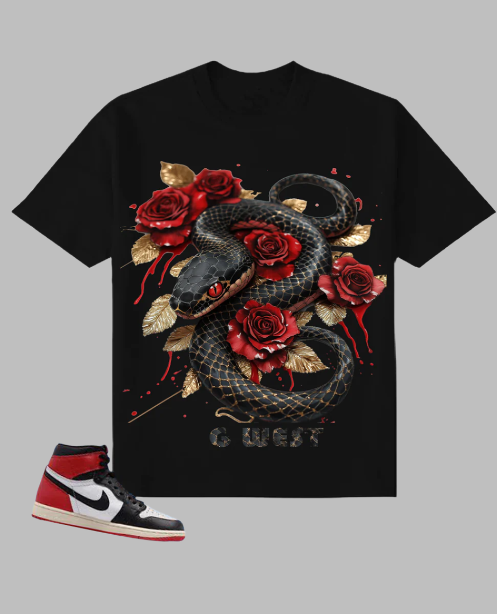 G WEST - Rhinestone Snake Tee