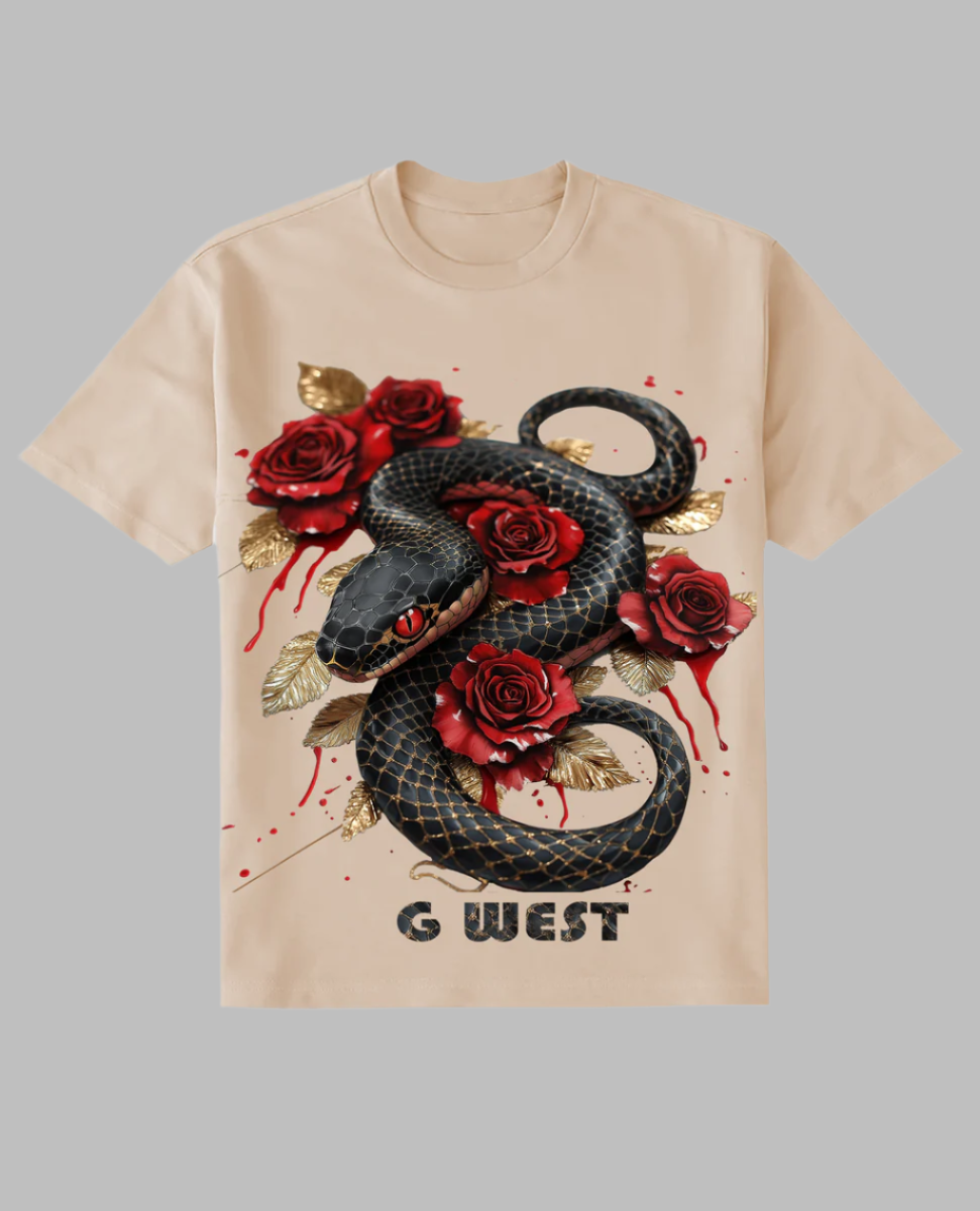 G WEST - Rhinestone Snake Tee