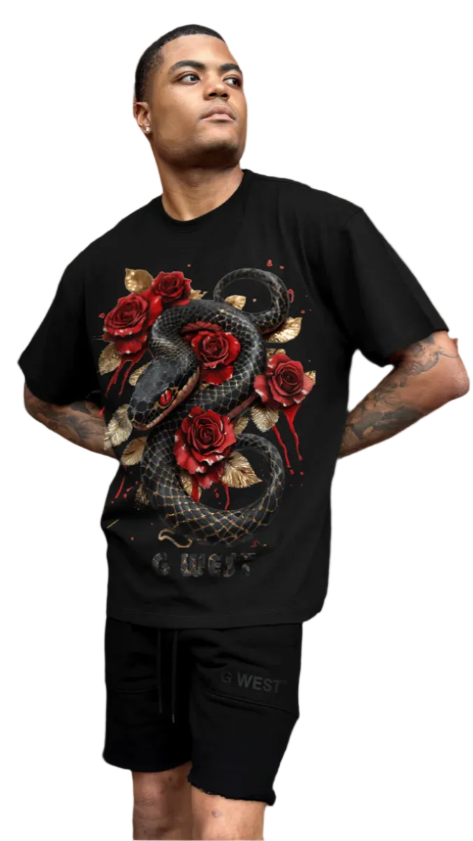 G WEST - Rhinestone Snake Tee