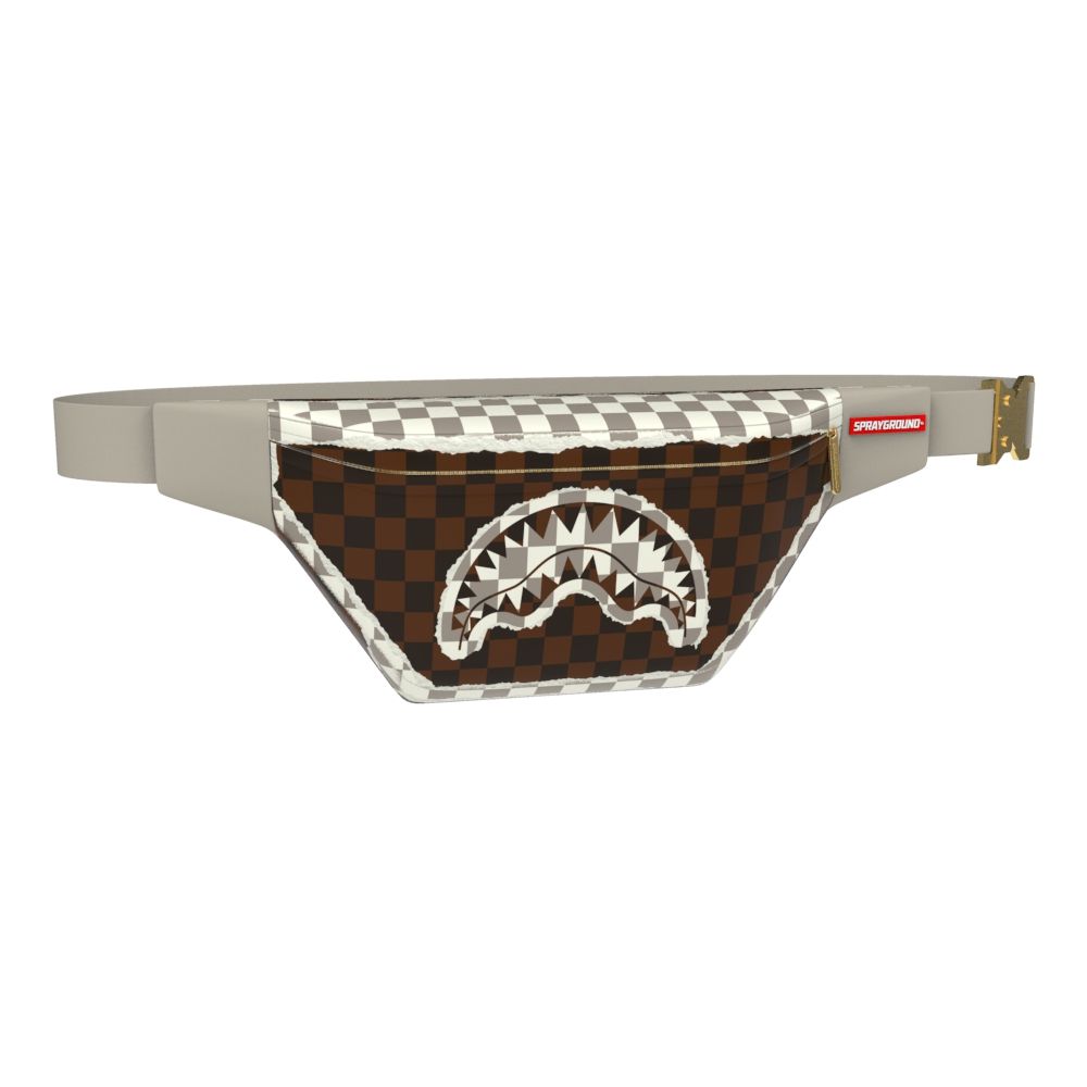 SPRAYGROUND - Cream And Brown Tear Check Savvy Crossbody