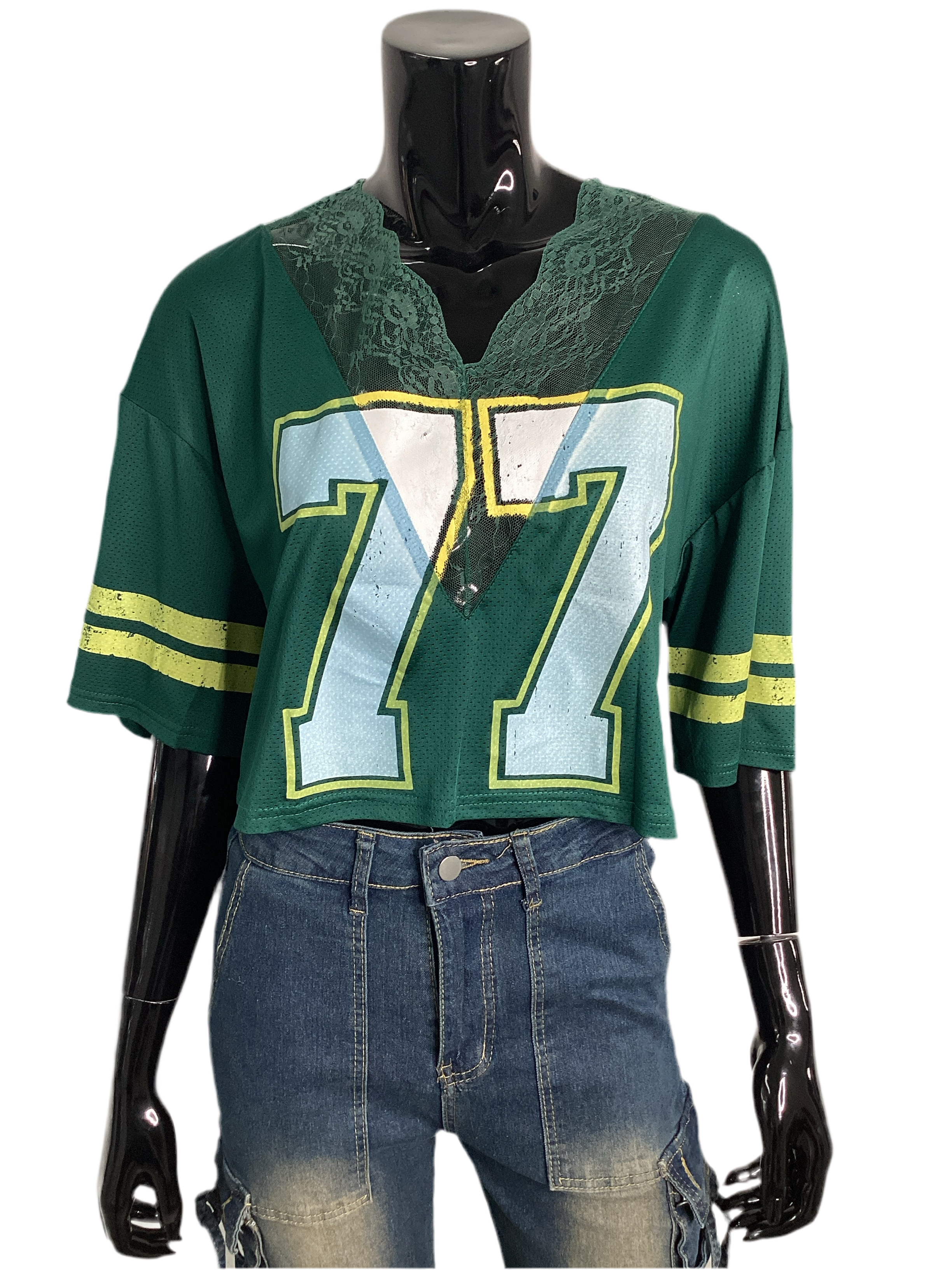 Short Sleeve Mesh Jersey Crop Top