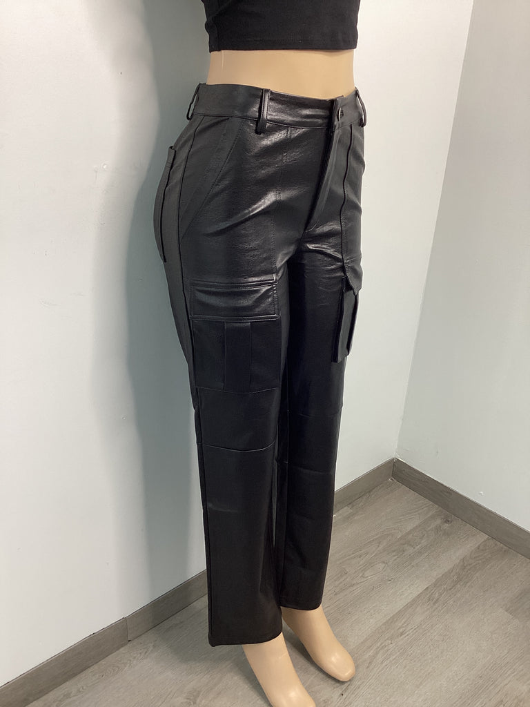 Faux Leather Cargo Pants - Closet Space