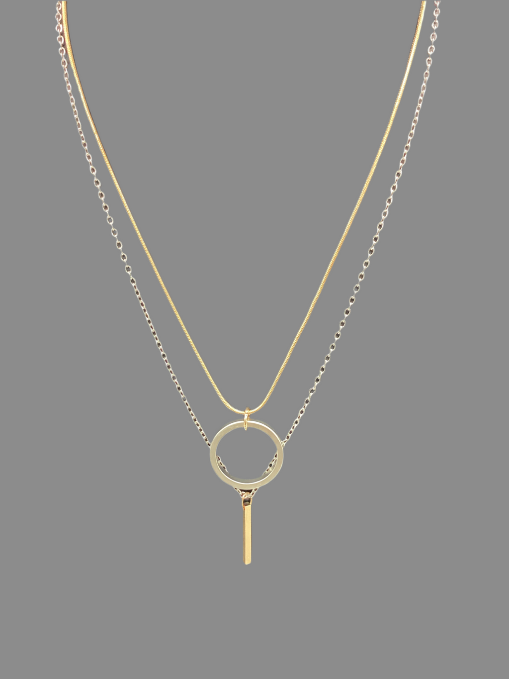 Mixed Metal Lariat Necklace