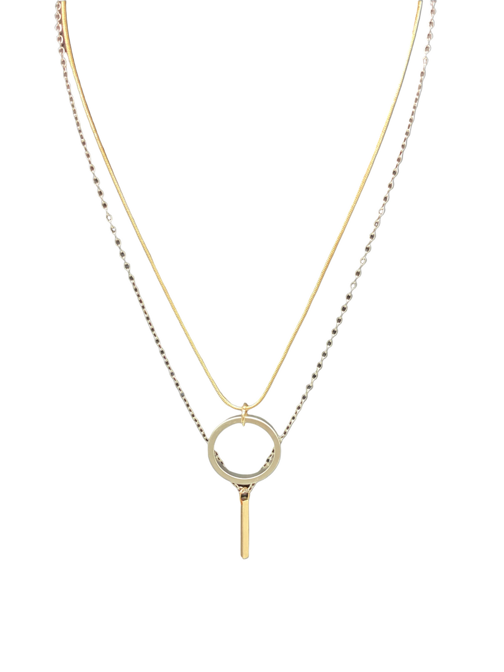 Mixed Metal Lariat Necklace