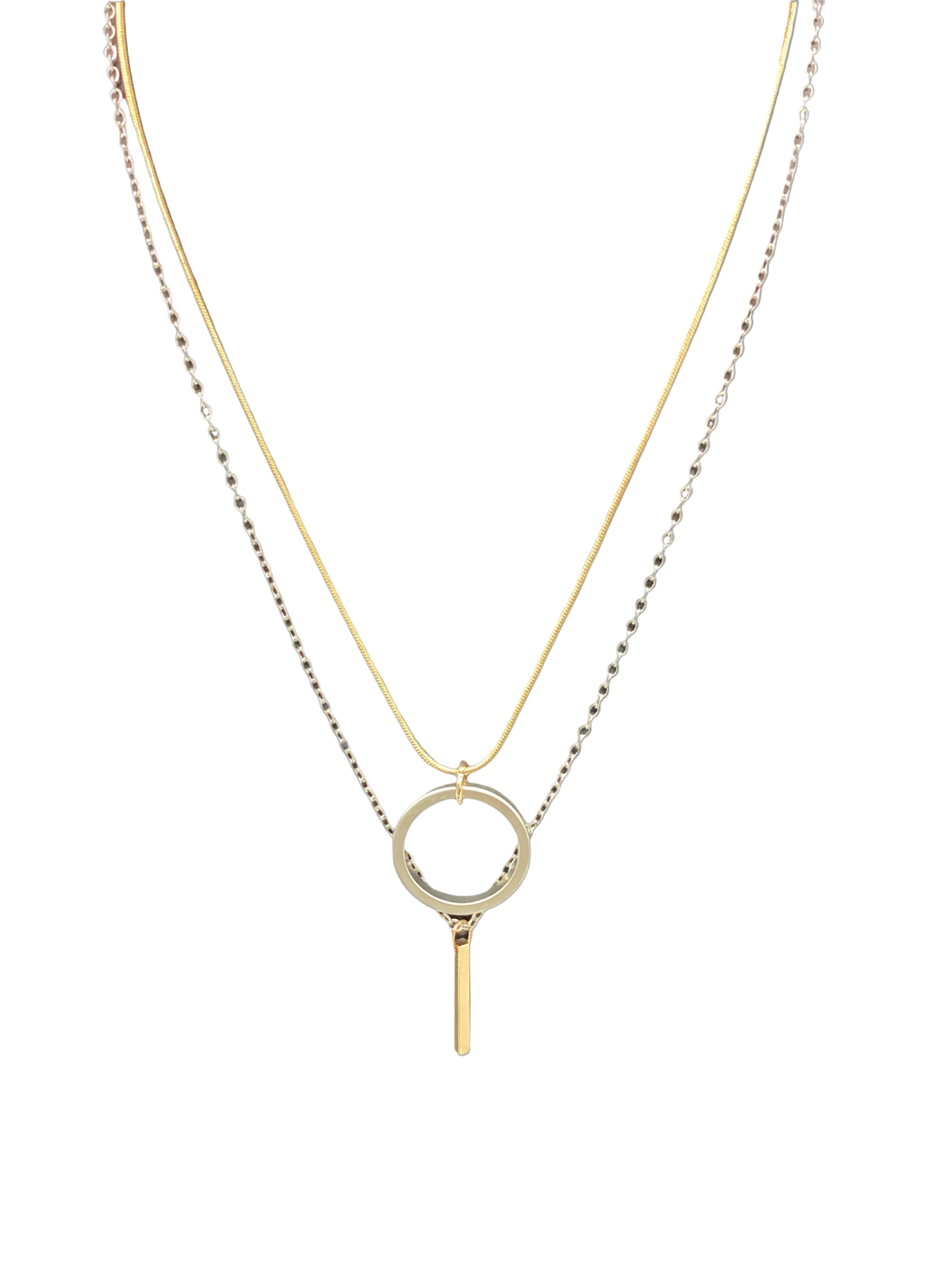 Mixed Metal Lariat Necklace