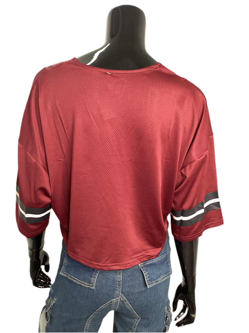 Short Sleeve Mesh Jersey Crop Top