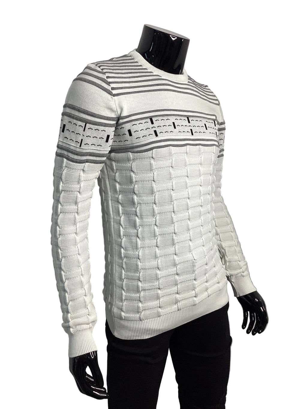 Patterned Color Block Crewneck - Closet Space
