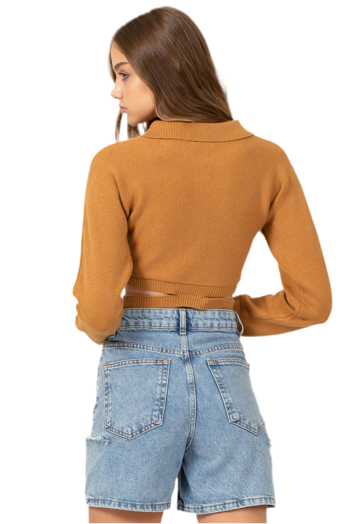 Button Front Cropped Sweater