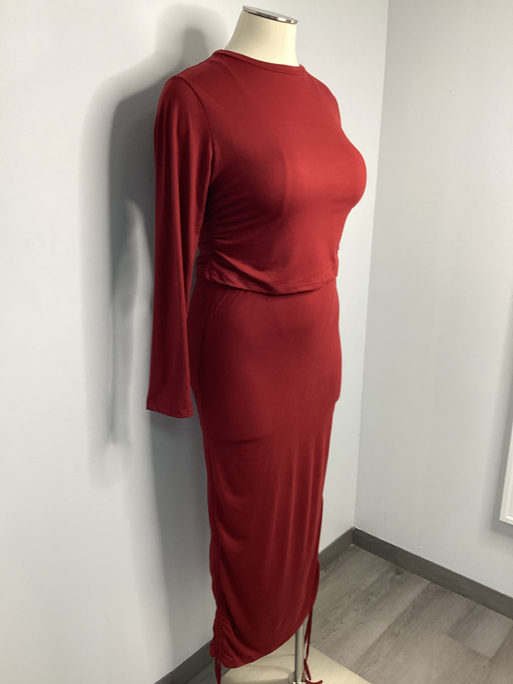 Curvy - Ruched Crop Top & Drawstring Skirt Set - Closet Space