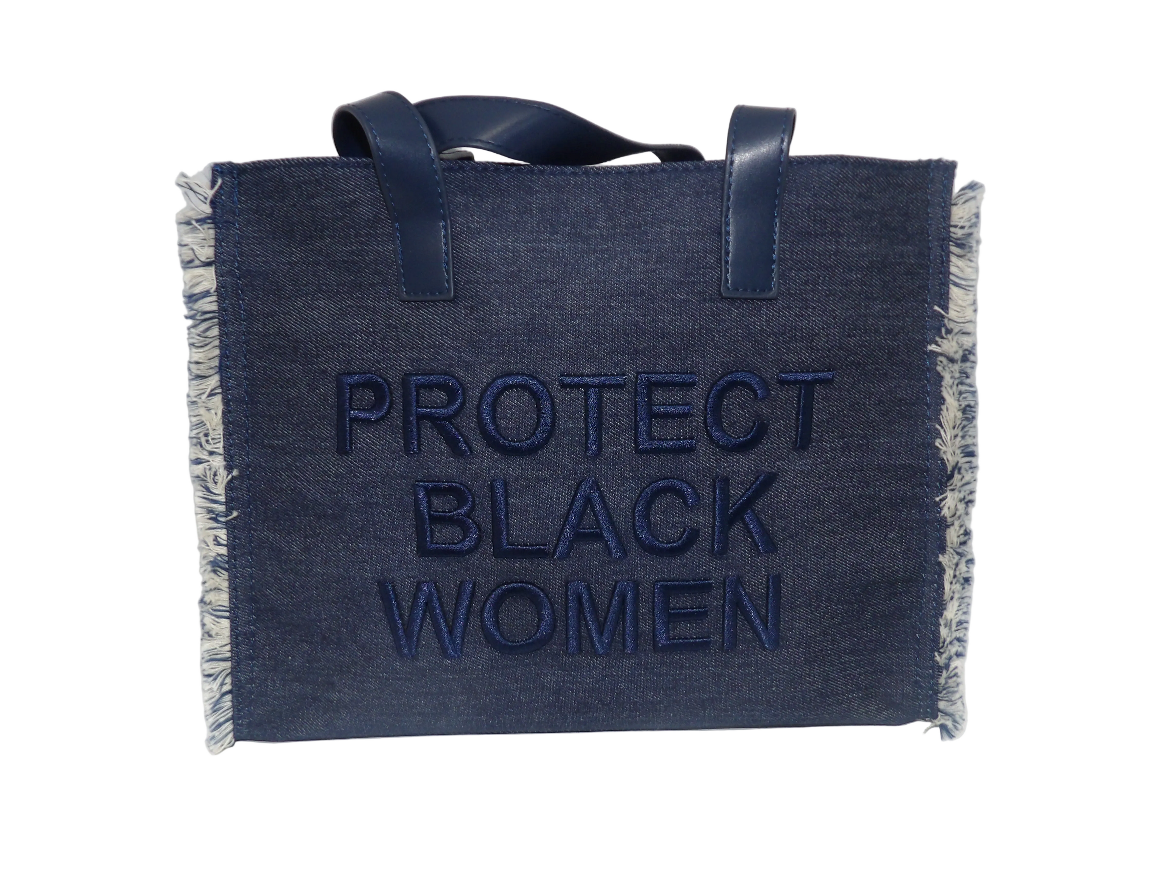 Protect Black Women Denim Tote Bag