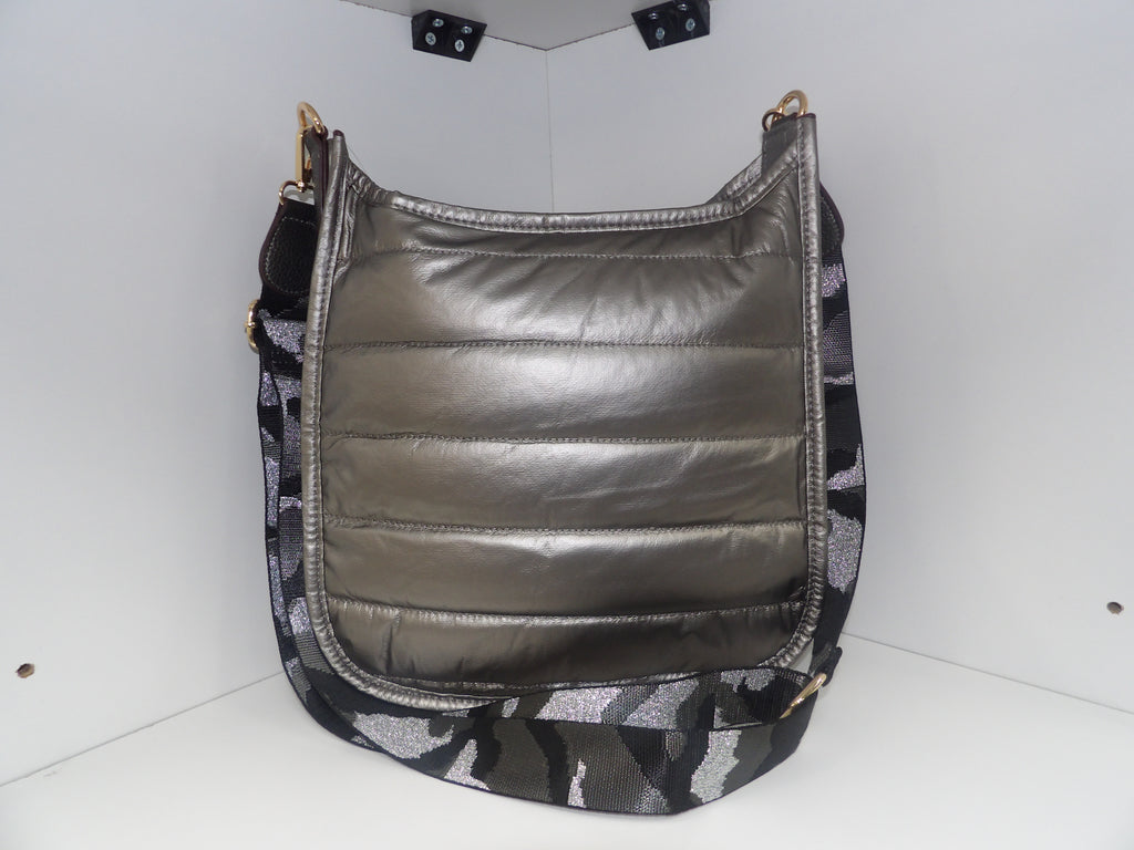 Nylon Puffer Messenger Bag With Guitar Strap - Closet Space