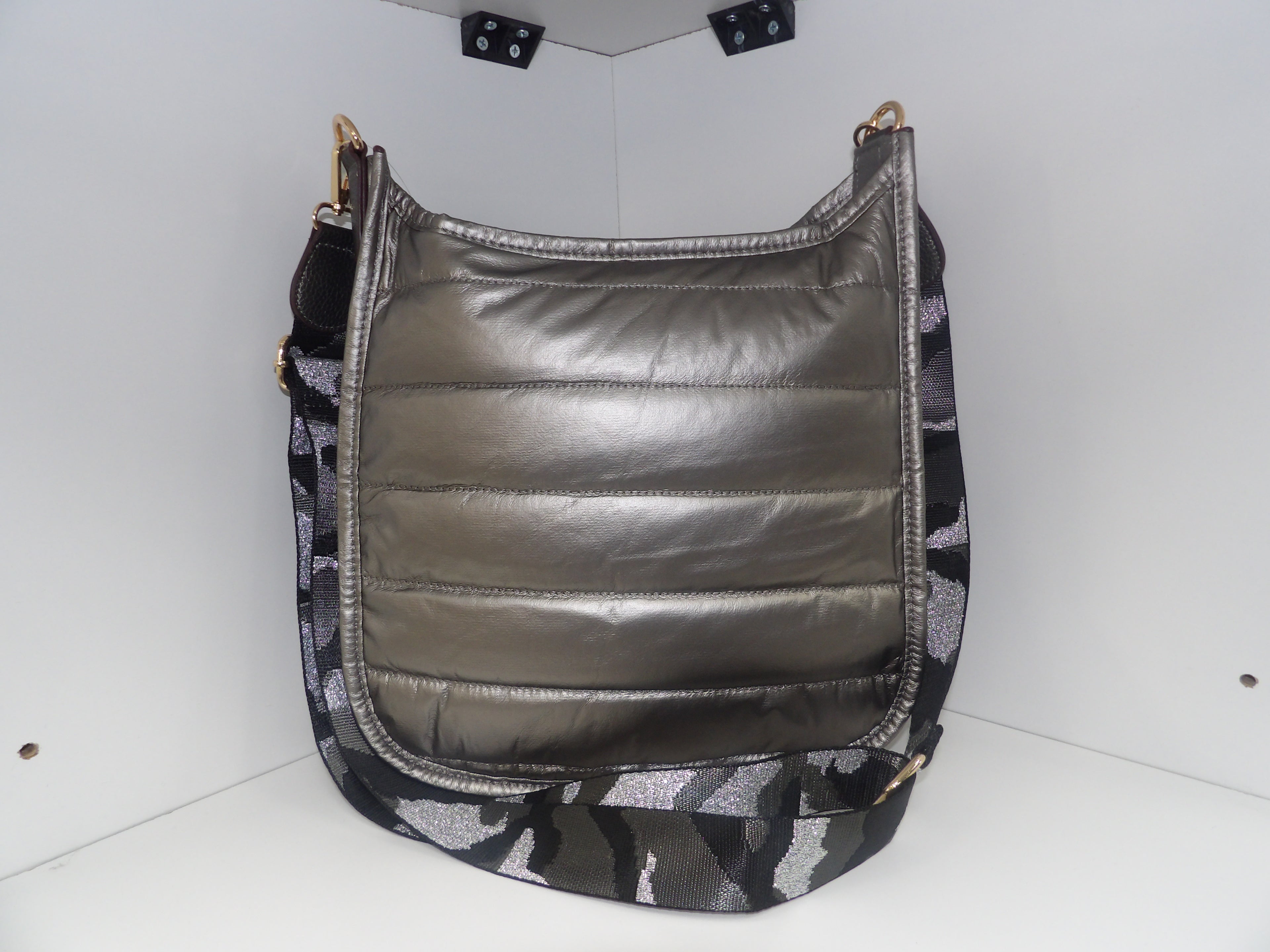 Nylon Puffer Messenger Bag With Guitar Strap - Closet Space
