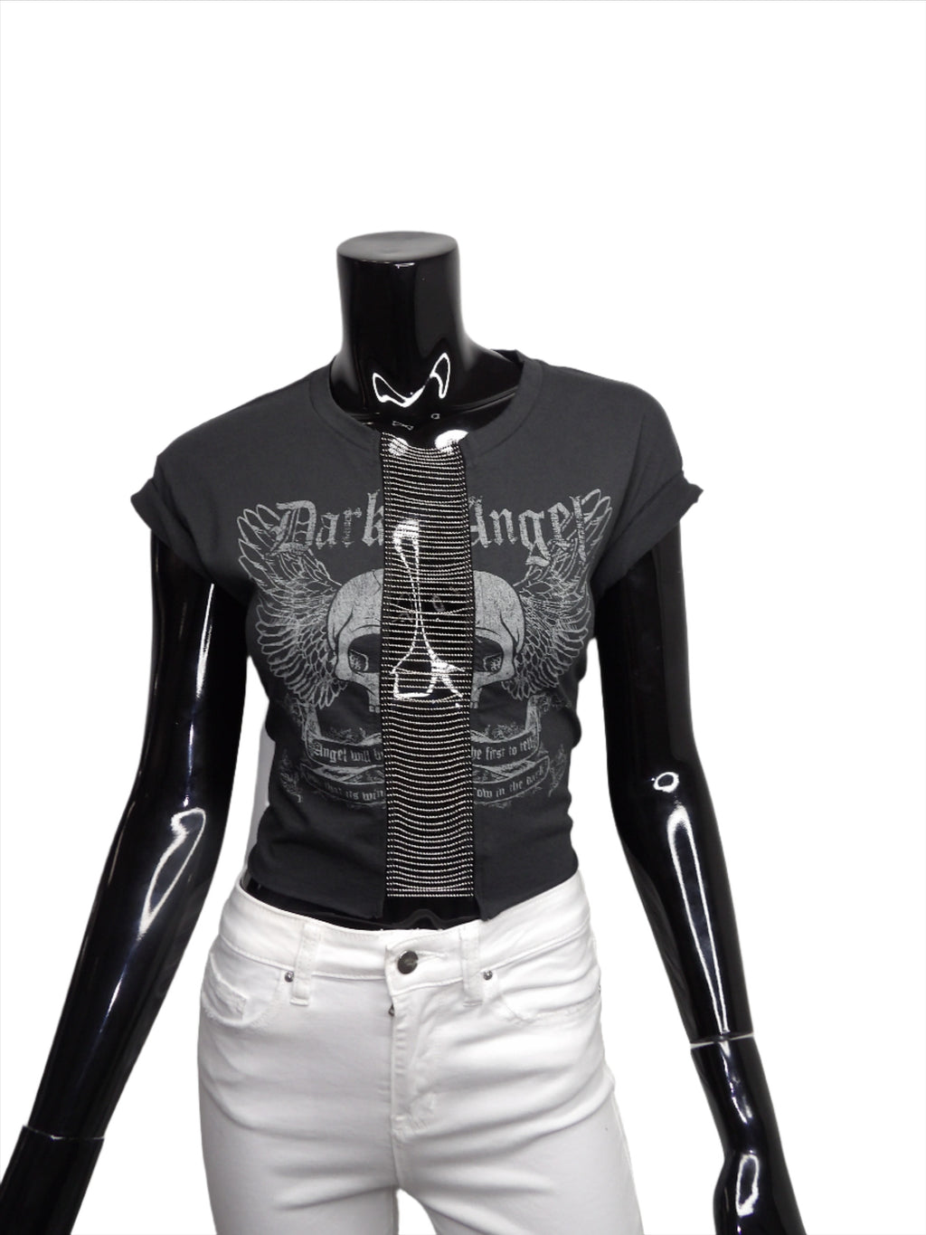 Dark Angel Skull Crop Top With Chains