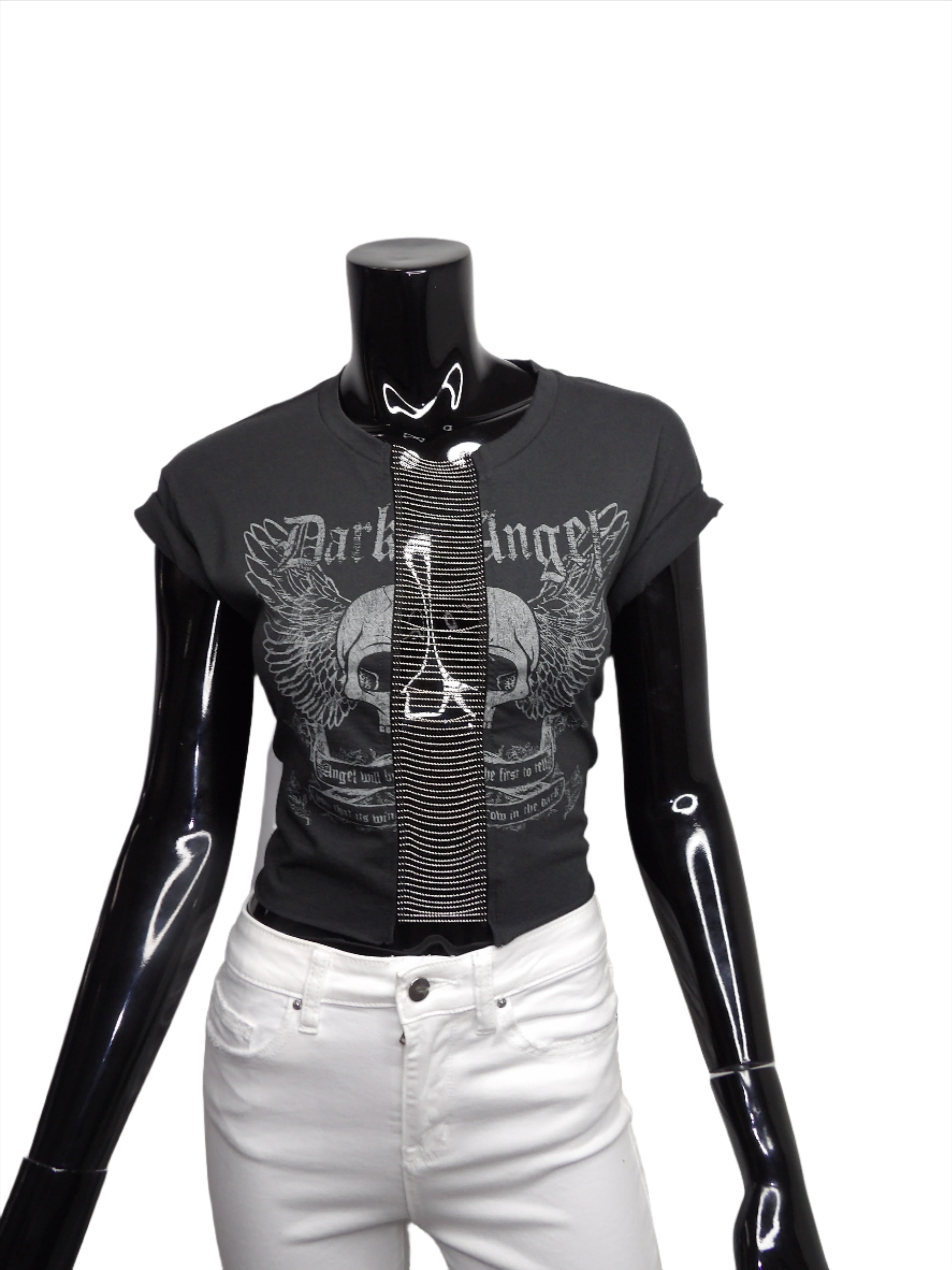 Dark Angel Skull Crop Top With Chains