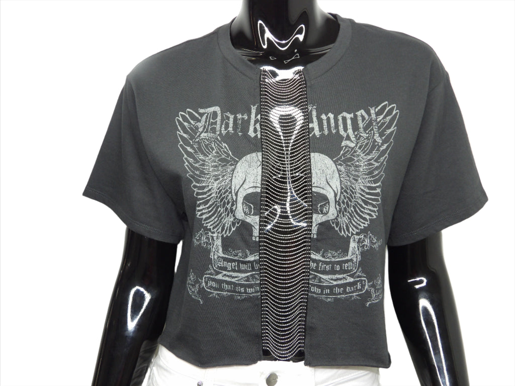 Dark Angel Skull Crop Top With Chains