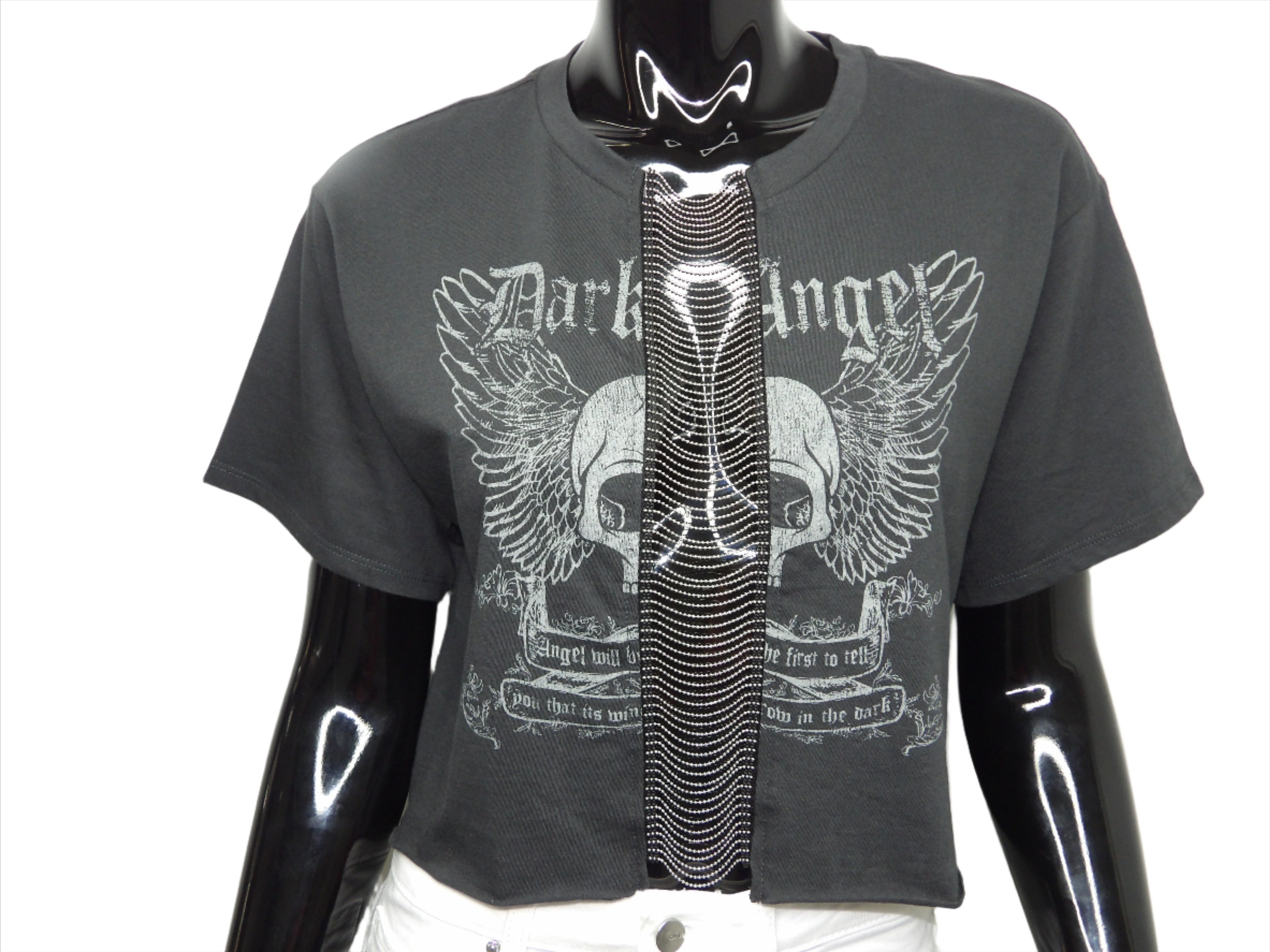 Dark Angel Skull Crop Top With Chains