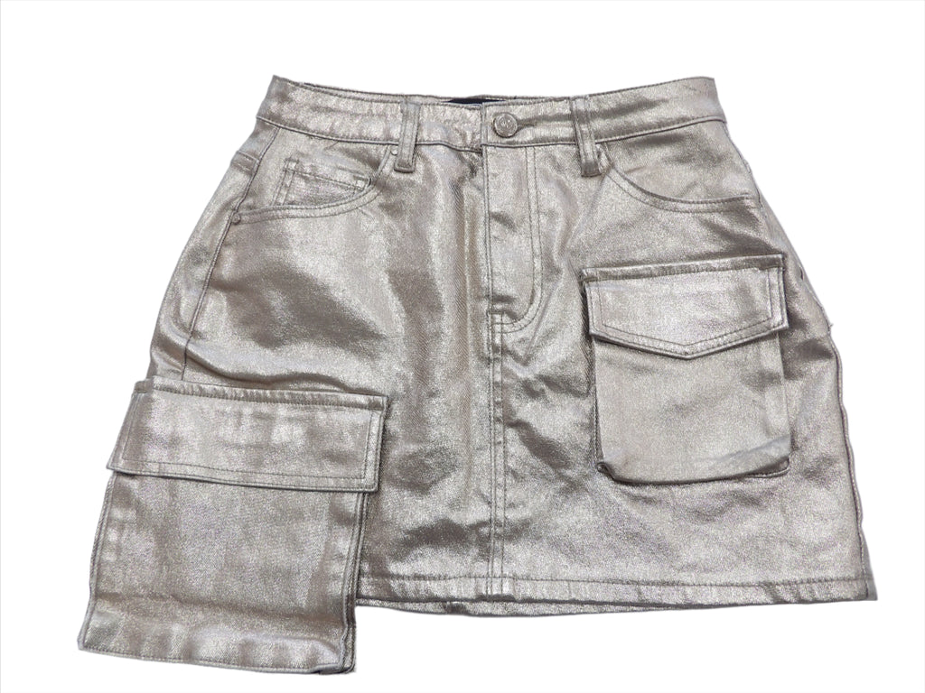 Metallic Short Cargo Skirt