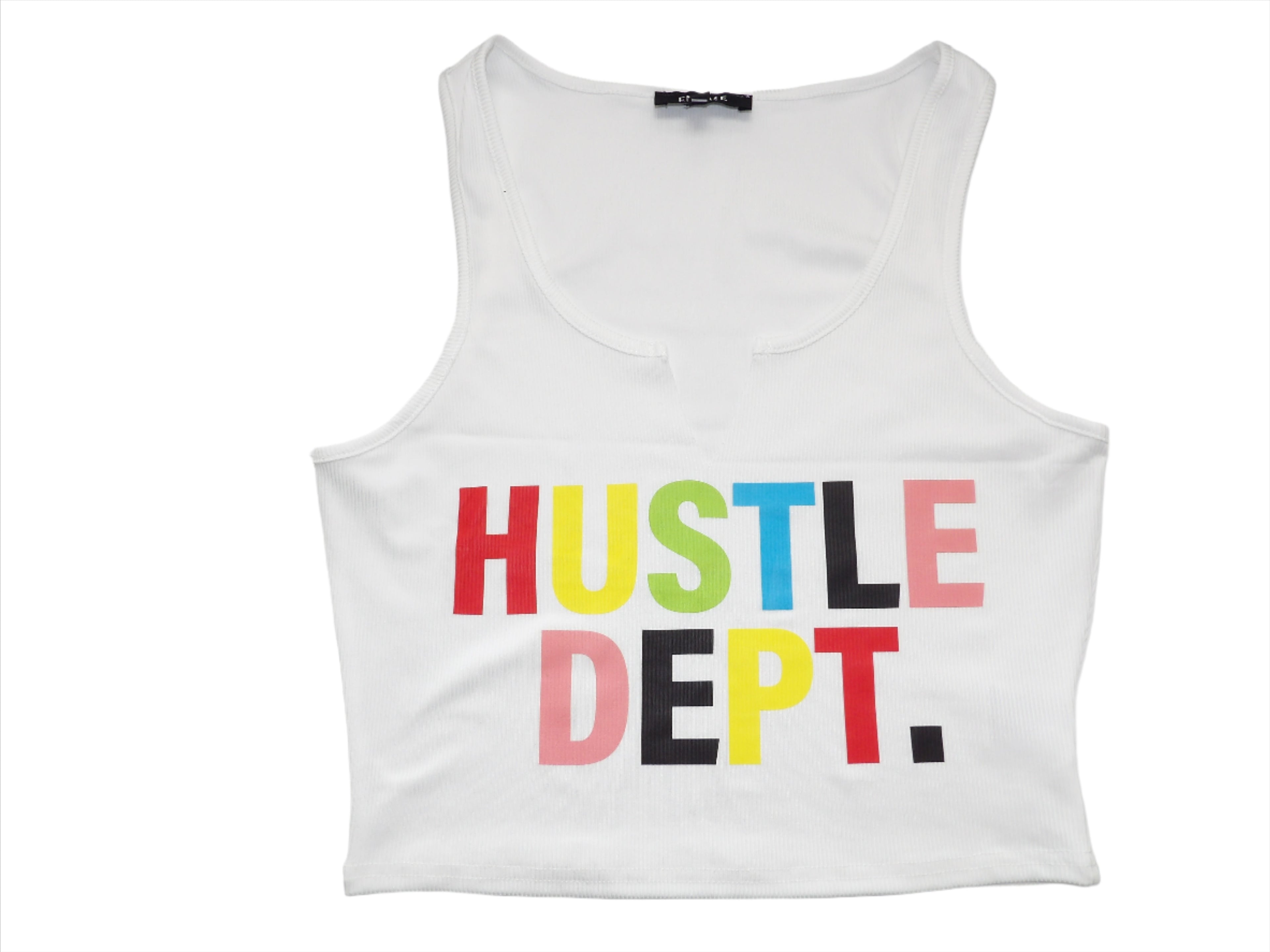 Hustle Dept Lettering Ribbed Crop Jersey Tank