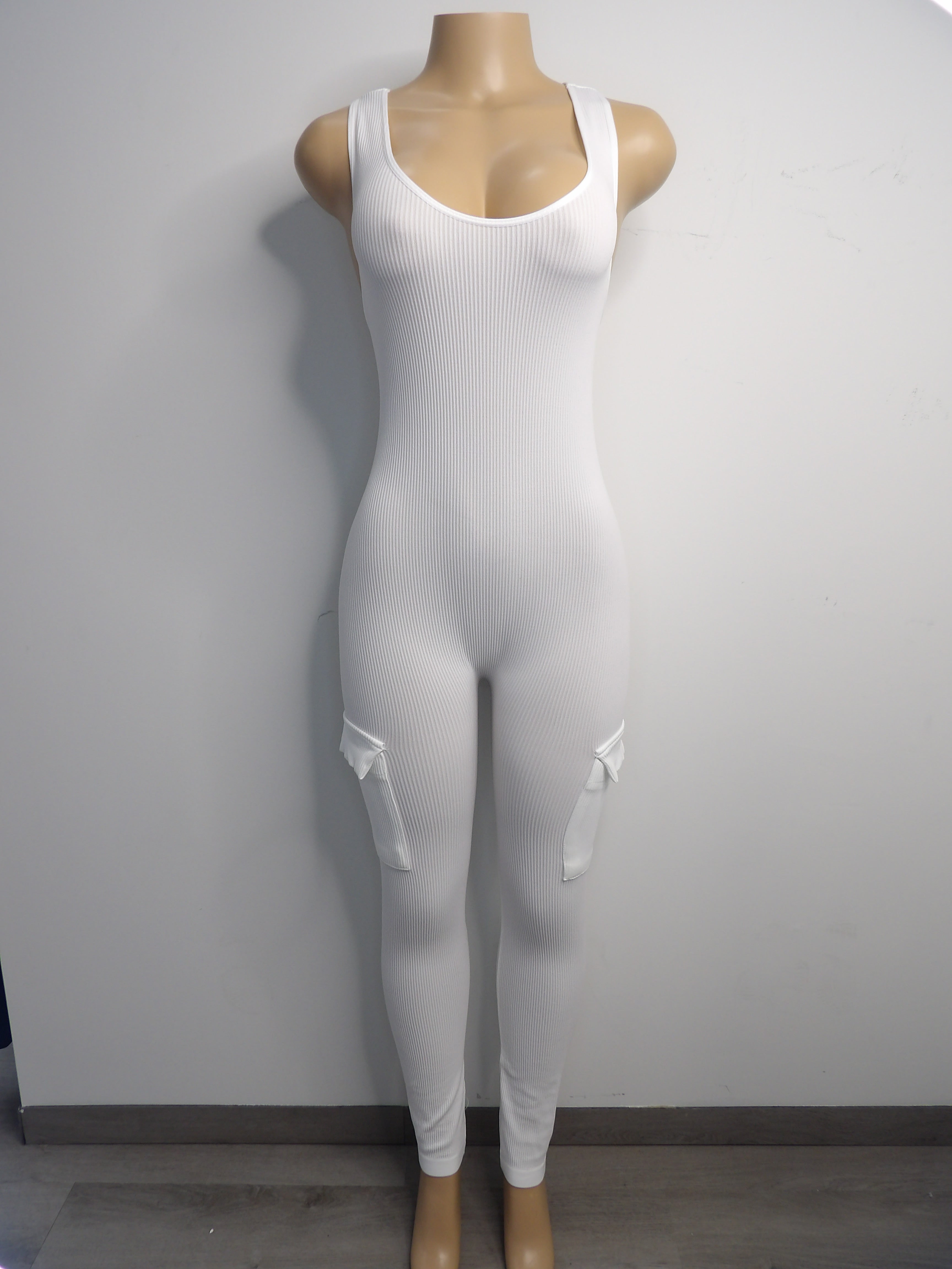 Ribbed Seamless Raceback Cargo Jumpsuit