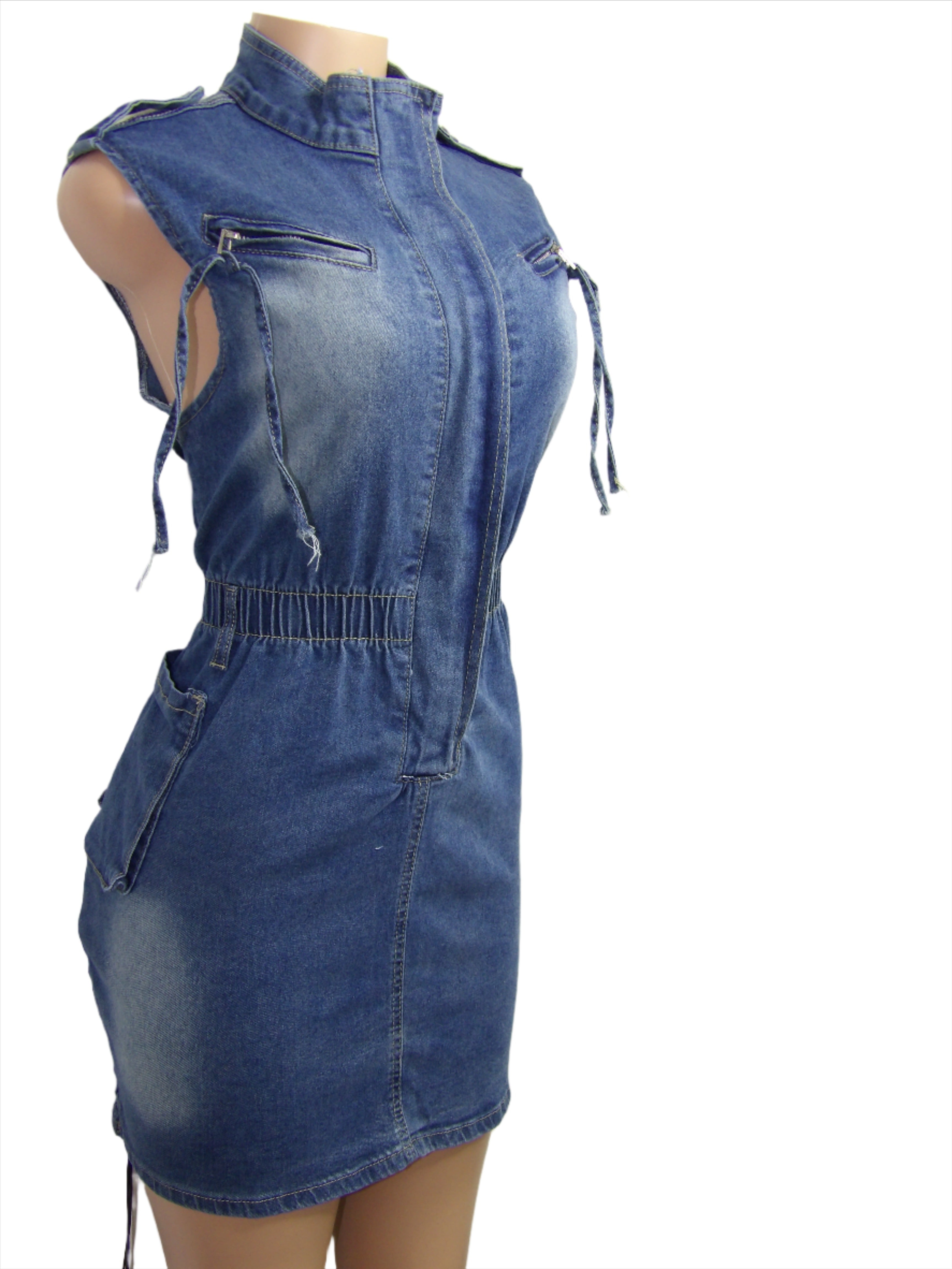 Denim Cargo Sleeveless Dress