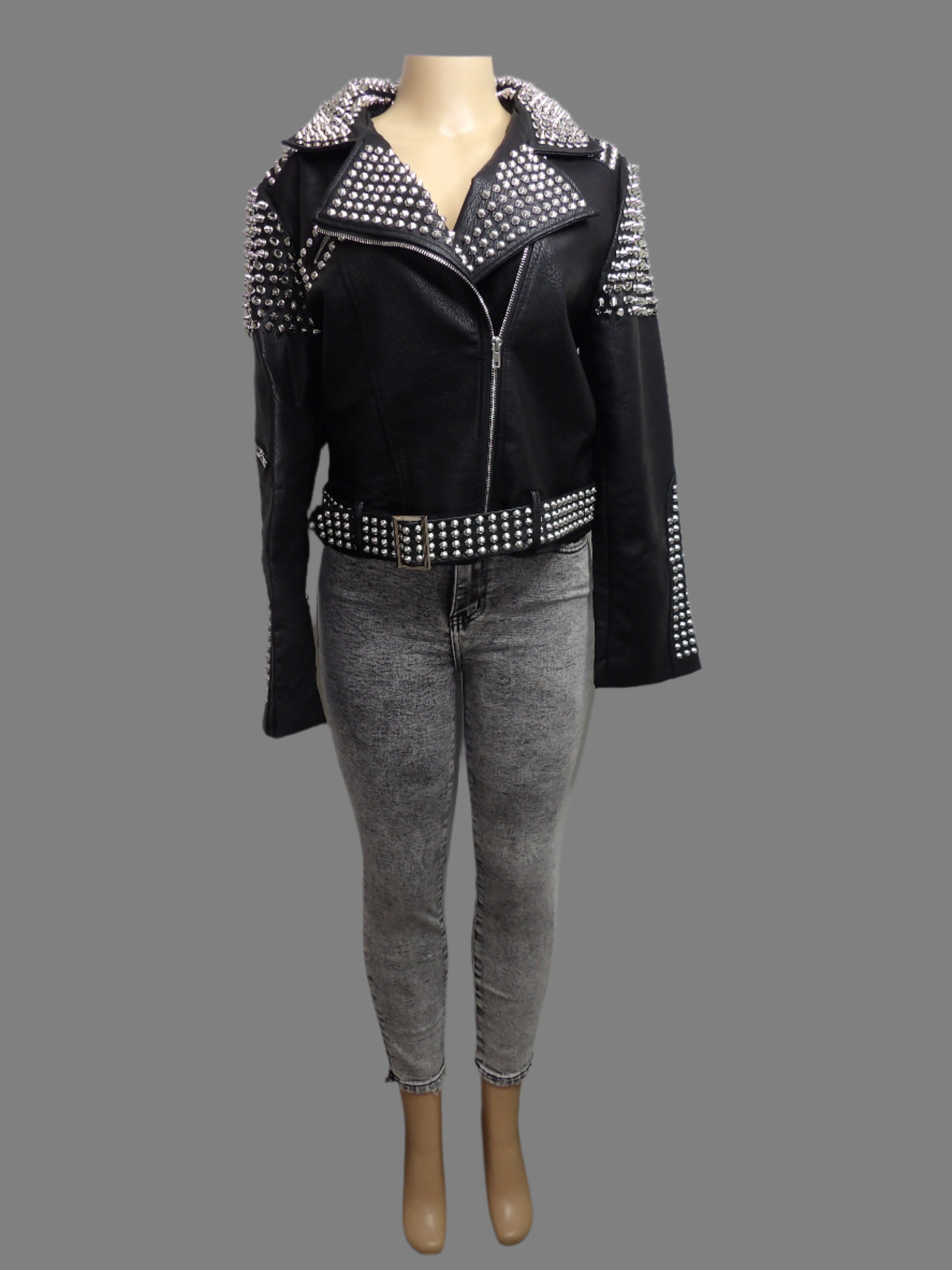 Studded Cropped Moto Jacket