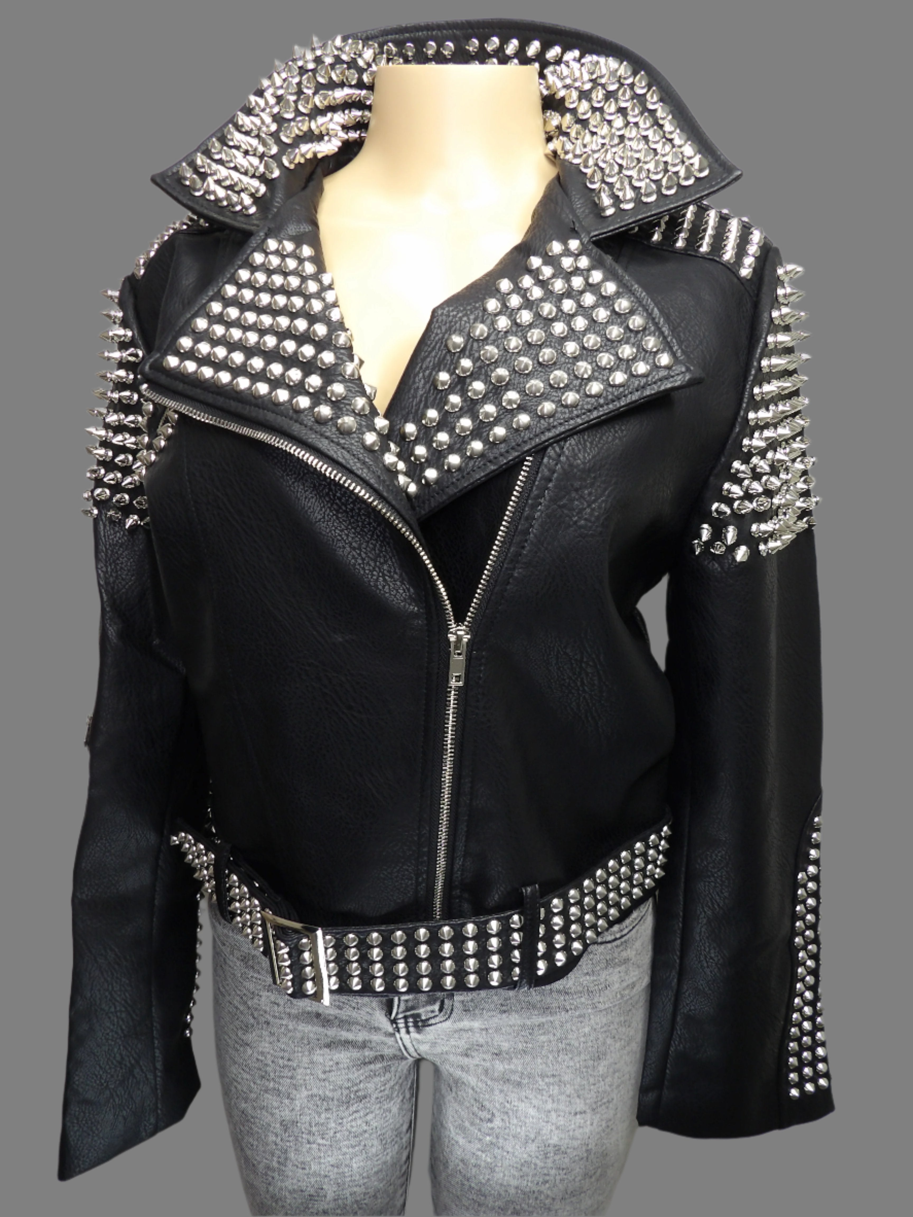 Studded Cropped Moto Jacket