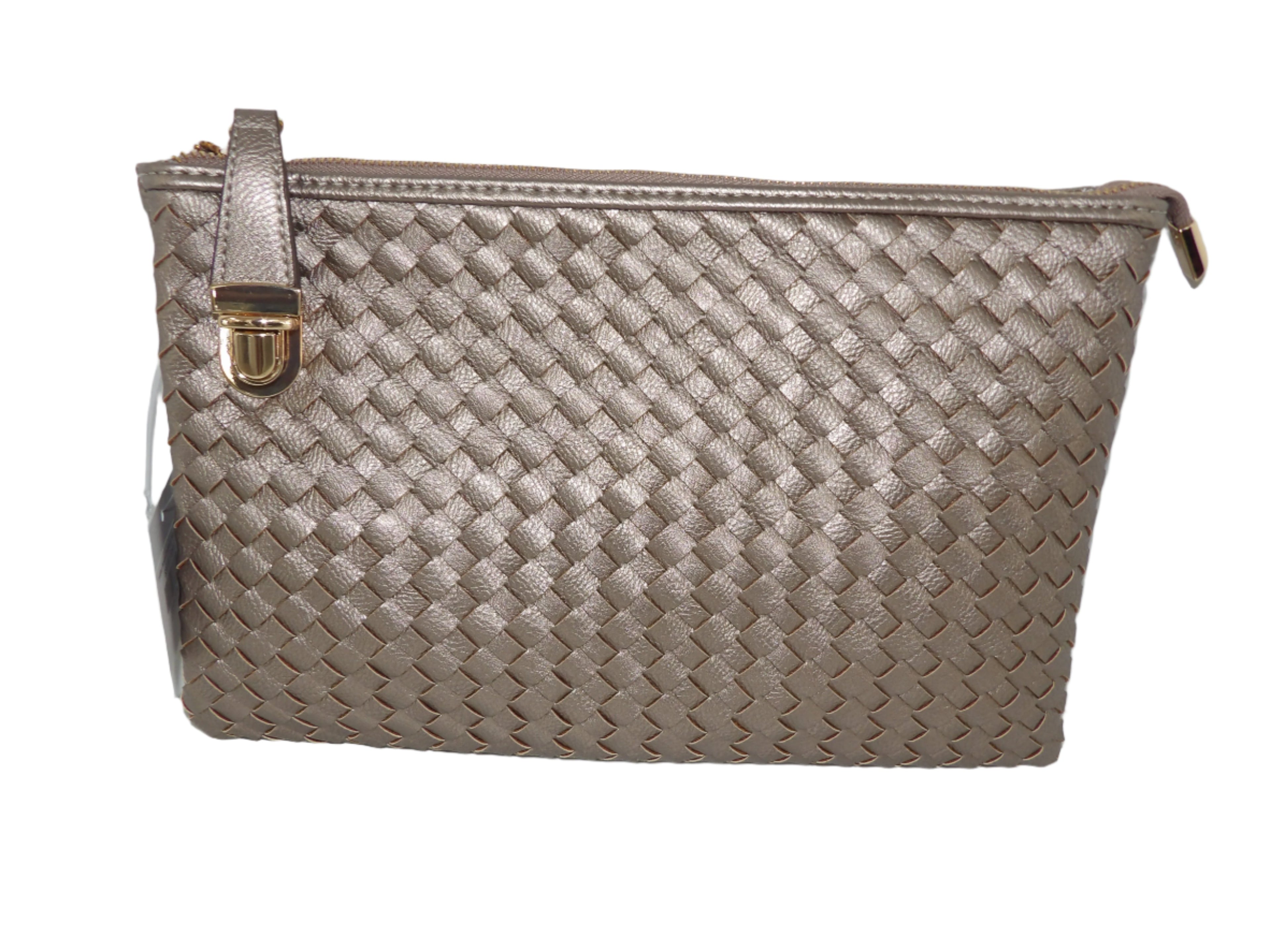 Leather Woven Crossbody With Wristlet