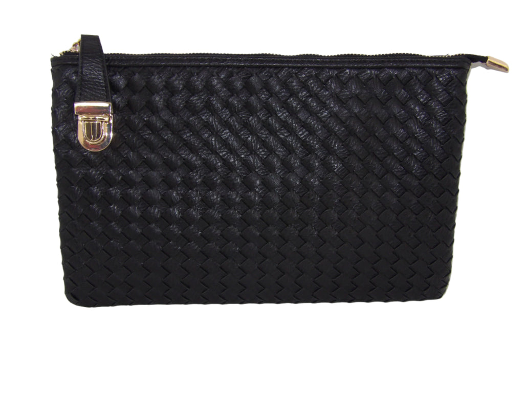 Leather Woven Crossbody With Wristlet