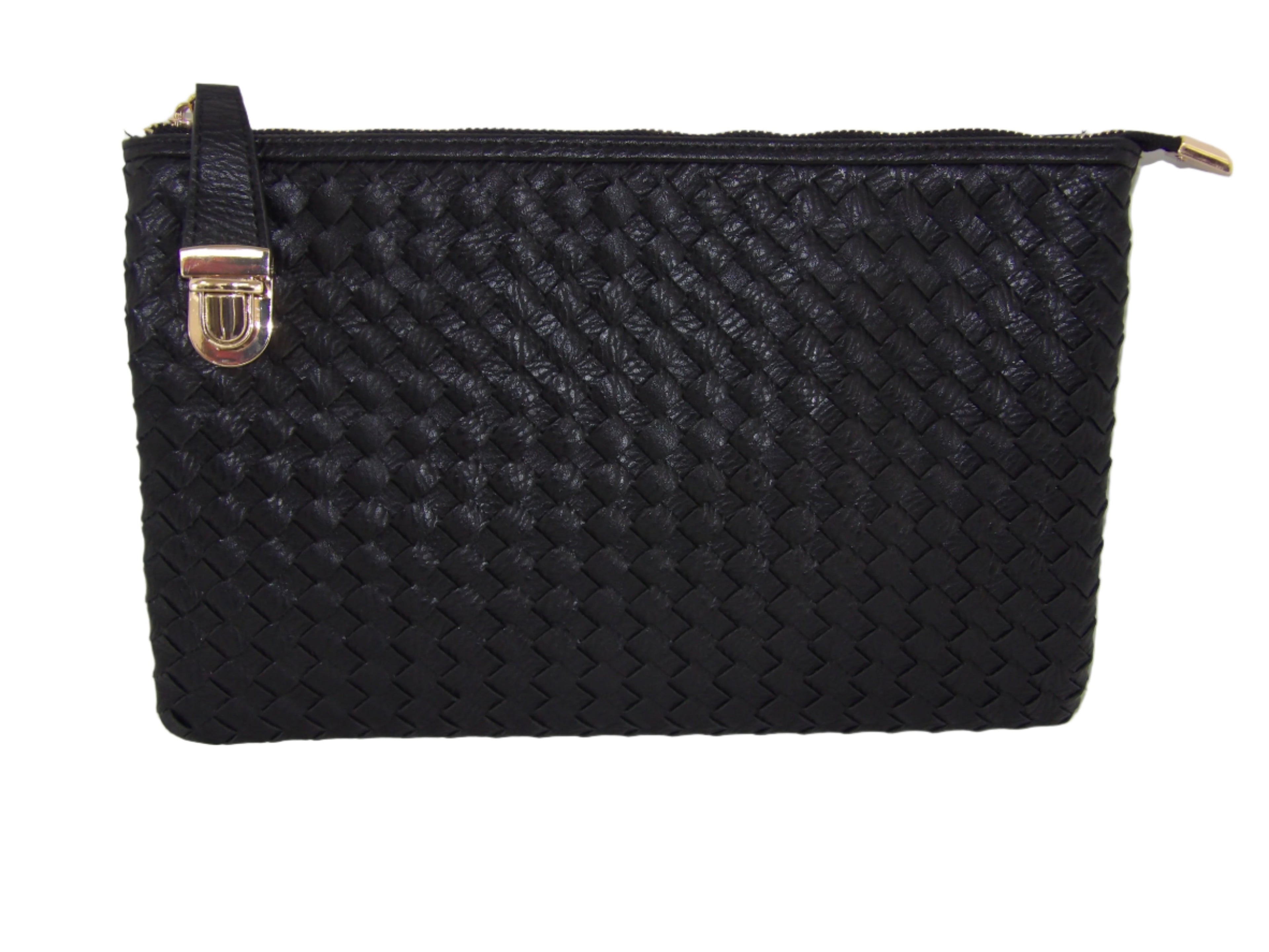 Leather Woven Crossbody With Wristlet