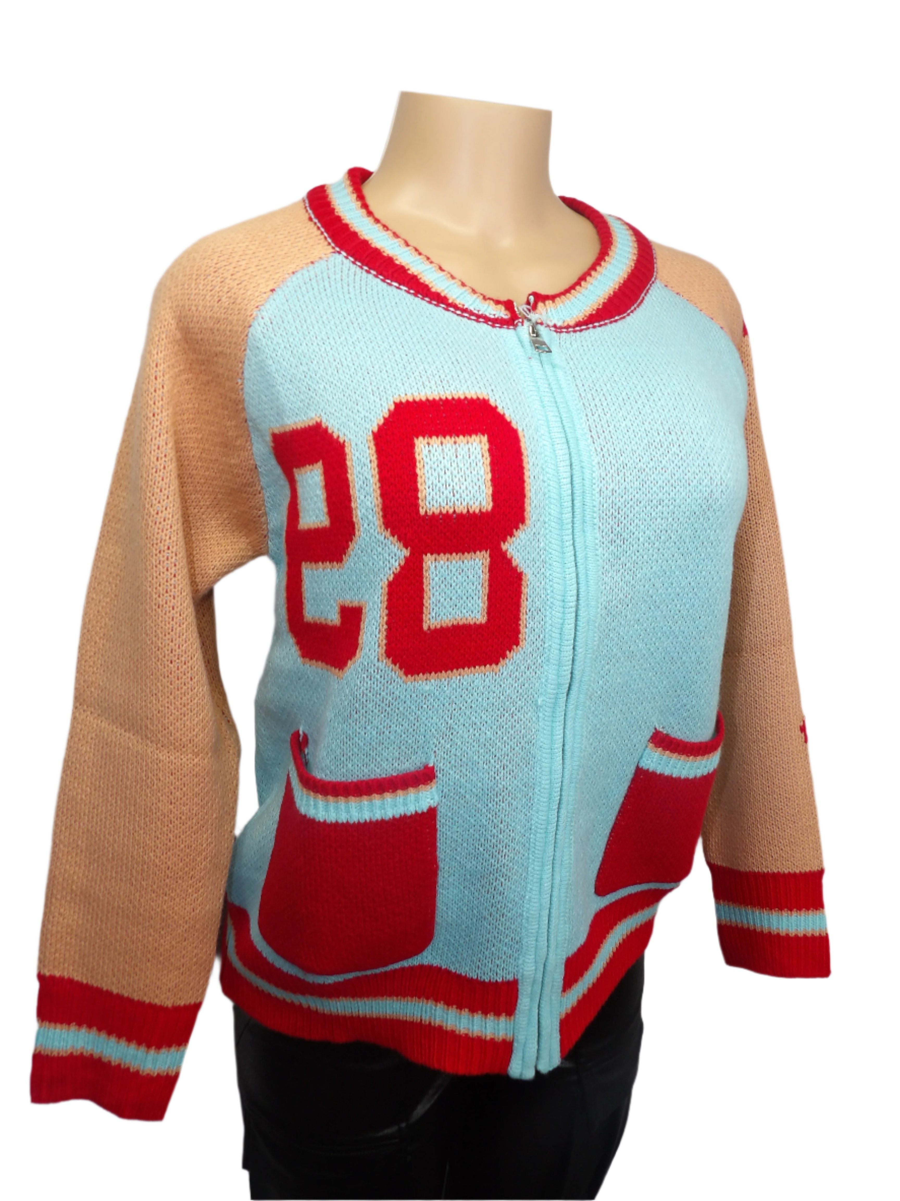 Casual Varsity Bomber Knitted Sweater