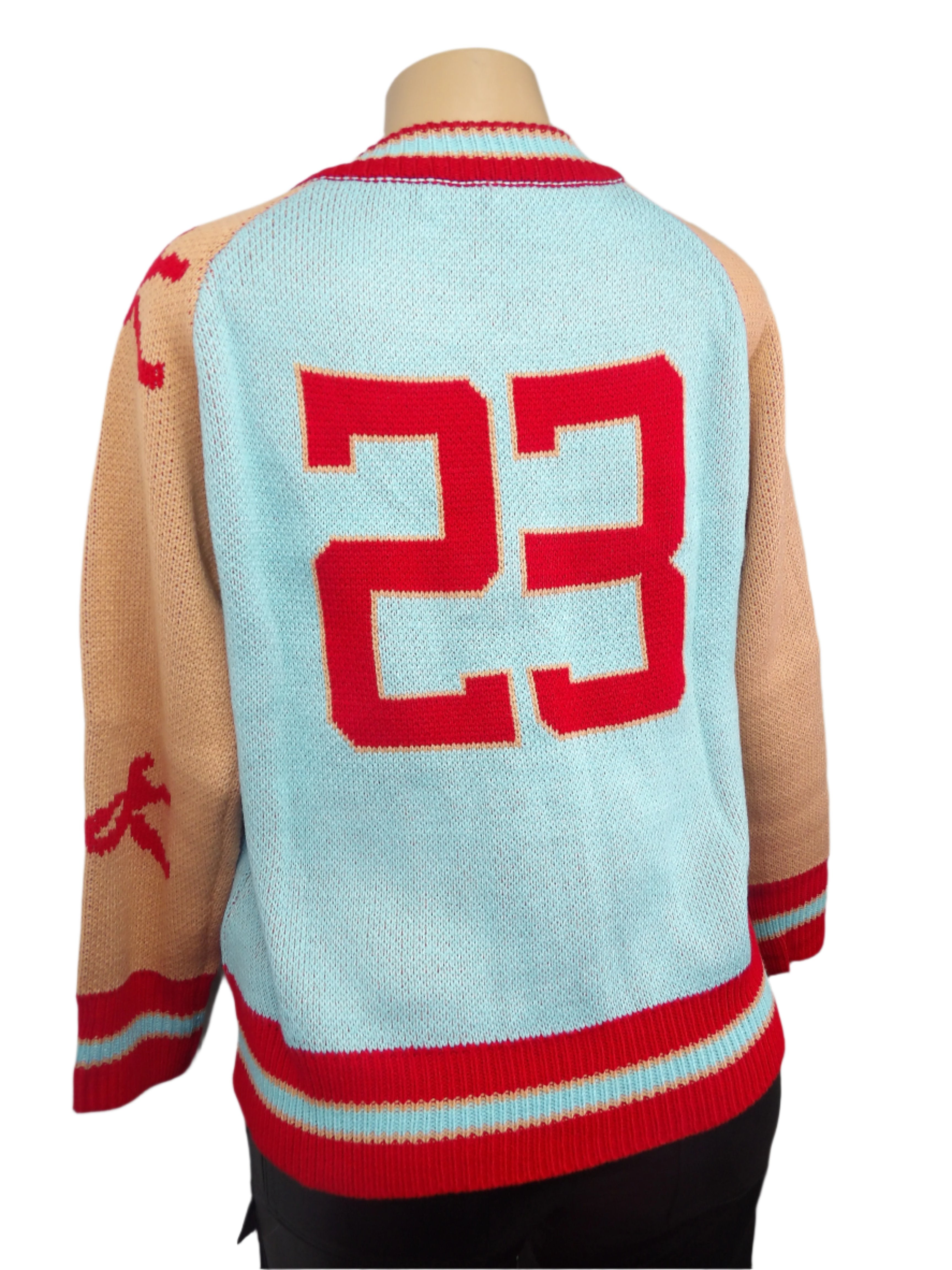 Casual Varsity Bomber Knitted Sweater